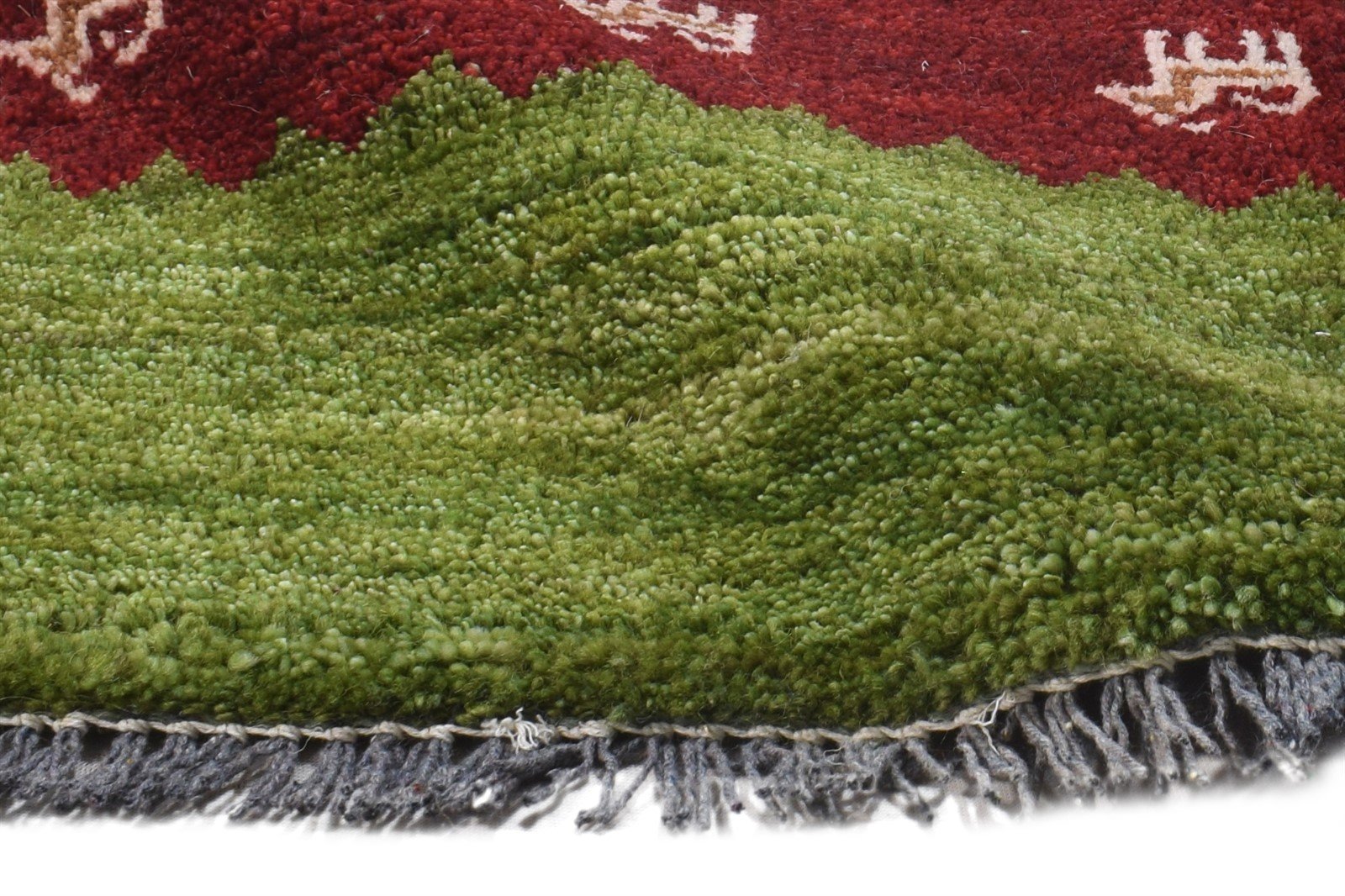 Hand Knotted Green Wool Rug 1' X 2' Southwestern Gabbeh Tribal Small Carpet 7865098829973