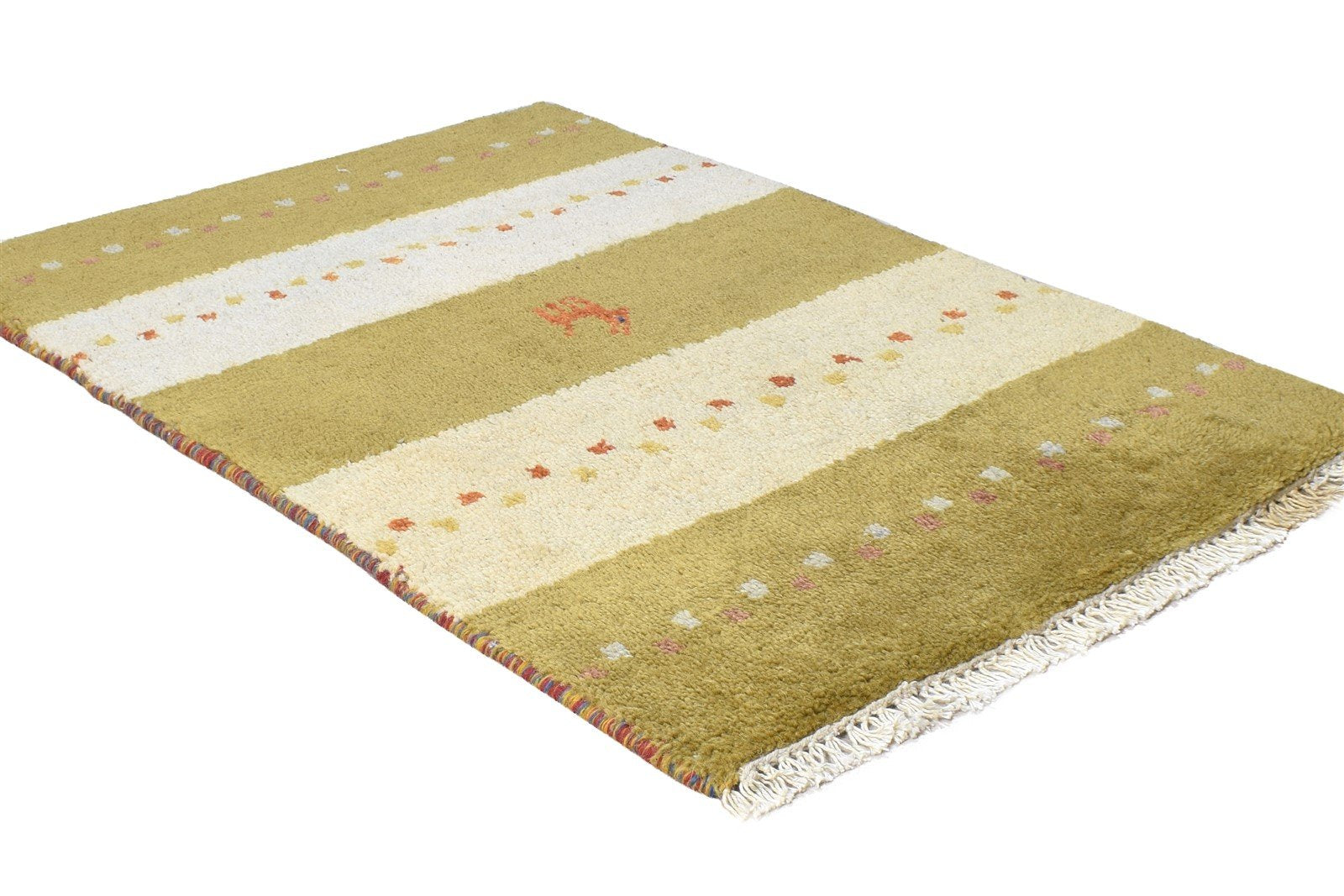 Hand Knotted Green Wool Rug 2' X 3' Tribal Gabbeh Southwestern Small Carpet 7864809422997