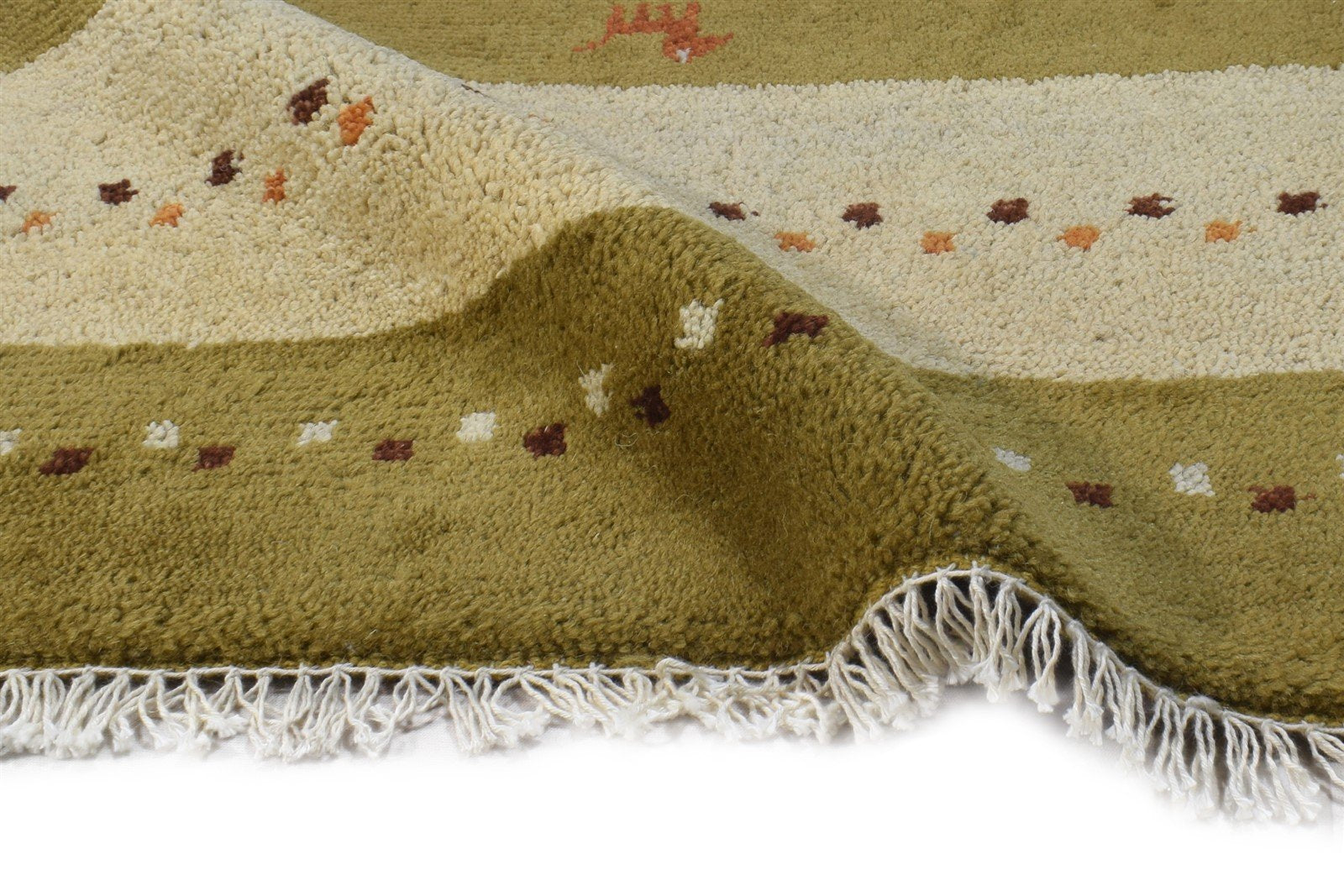 Hand Knotted Green Wool Rug 2' X 3' Tribal Gabbeh Southwestern Small Carpet 7864502550677