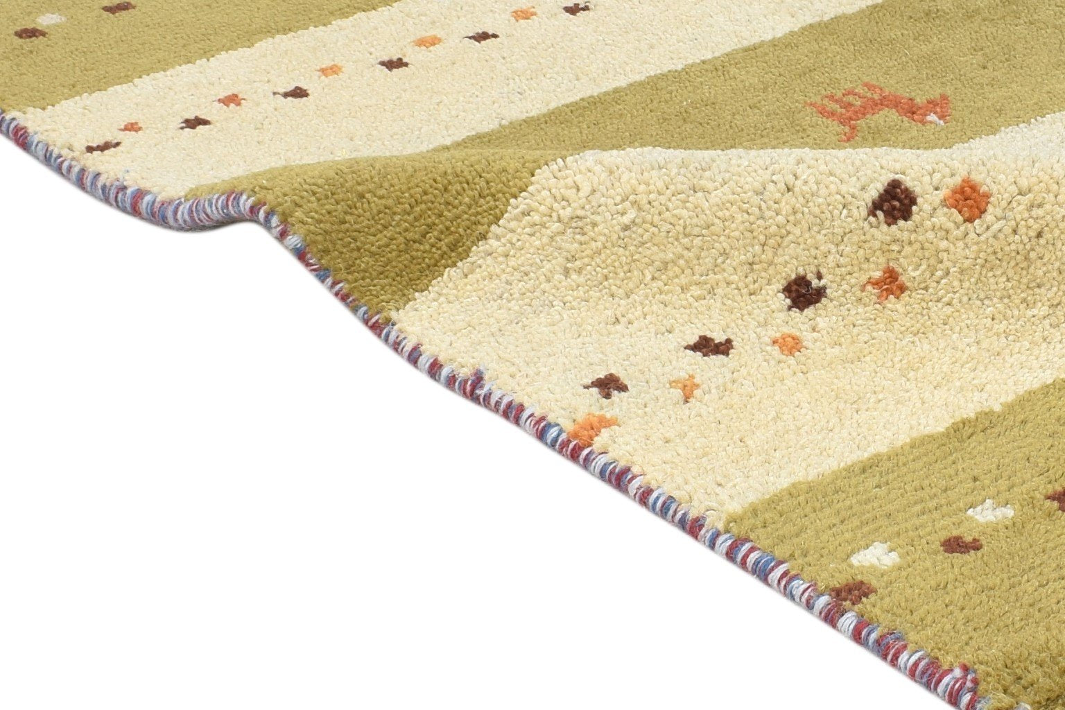 Hand Knotted Green Wool Rug 2' X 3' Tribal Gabbeh Southwestern Small Carpet 7864502550677