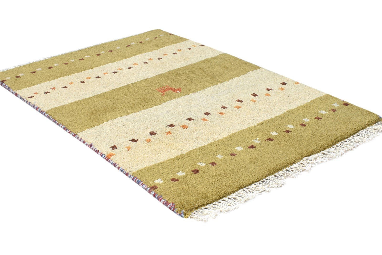 Hand Knotted Green Wool Rug 2' X 3' Tribal Gabbeh Southwestern Small Carpet 7864502550677