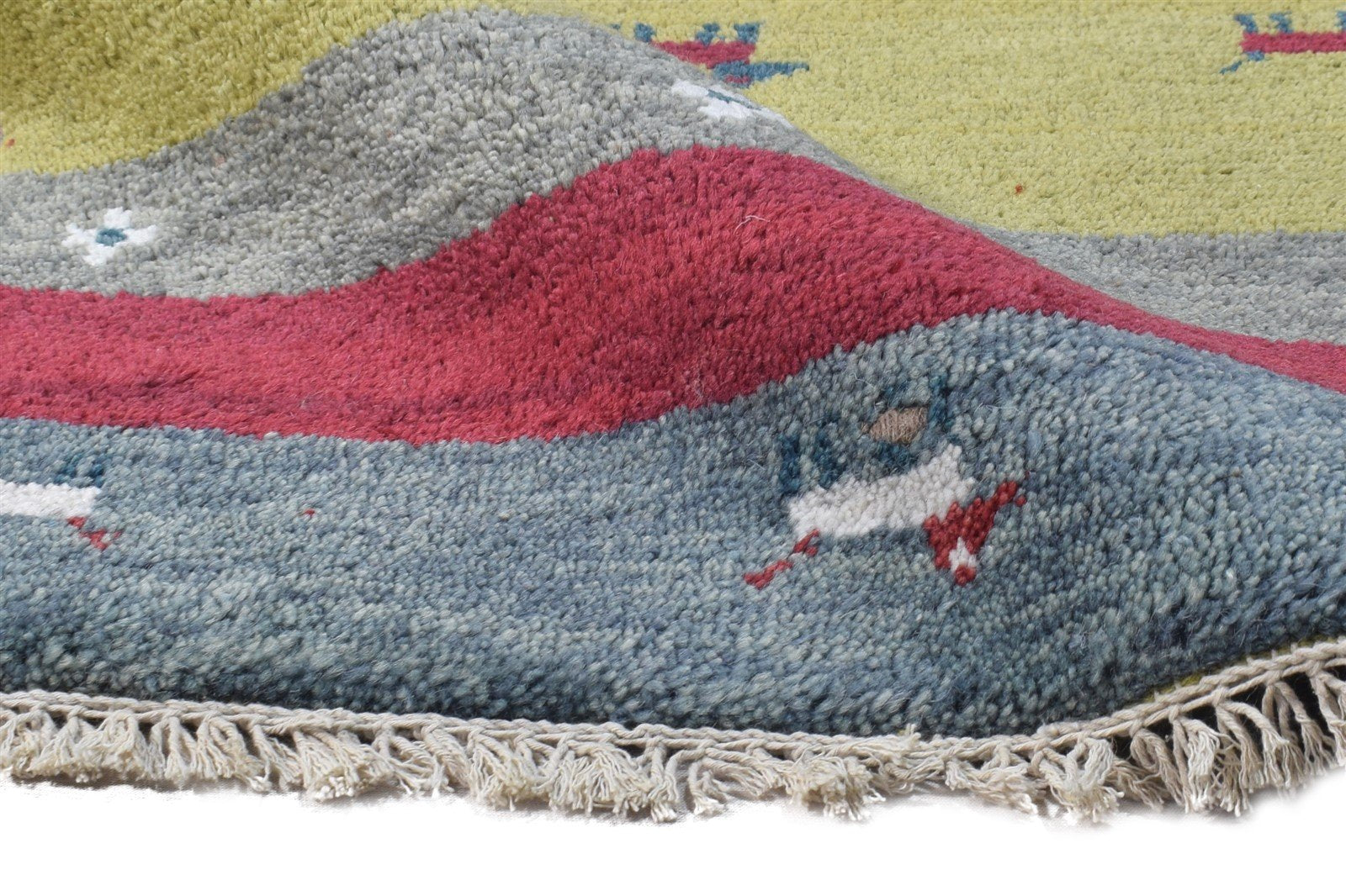 Hand Knotted Green Wool Rug 2' X 3' Tribal Gabbeh Southwestern Small Carpet 7864510447765