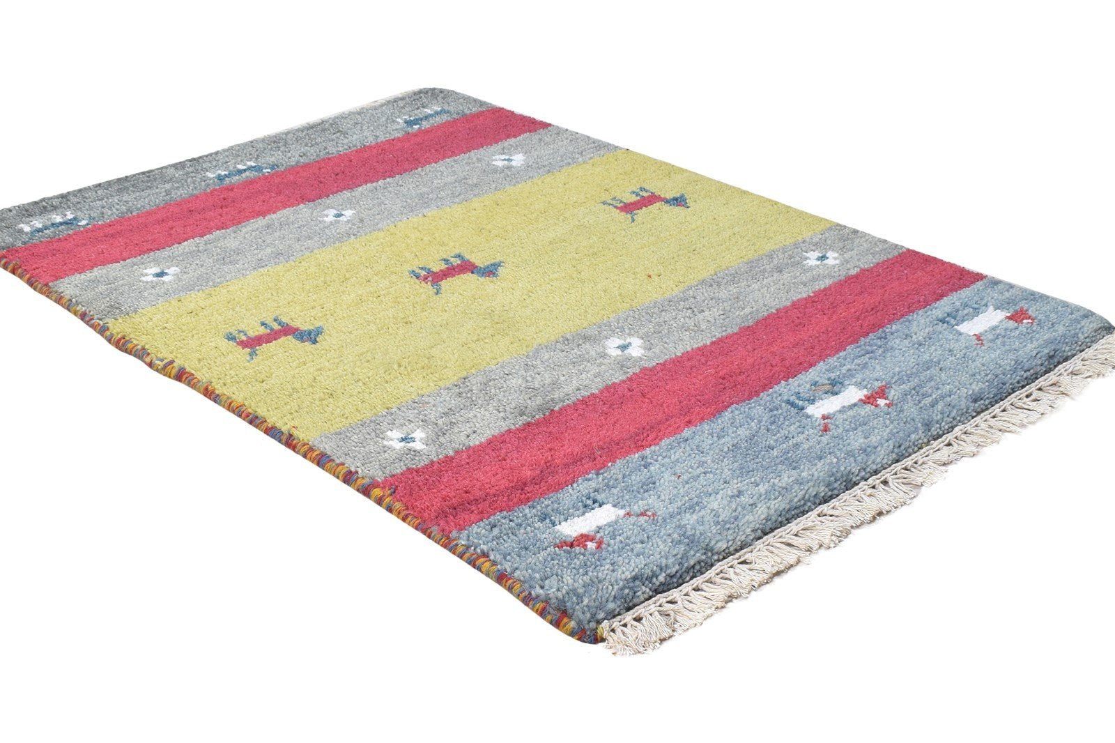 Hand Knotted Green Wool Rug 2' X 3' Tribal Gabbeh Southwestern Small Carpet 7864510447765