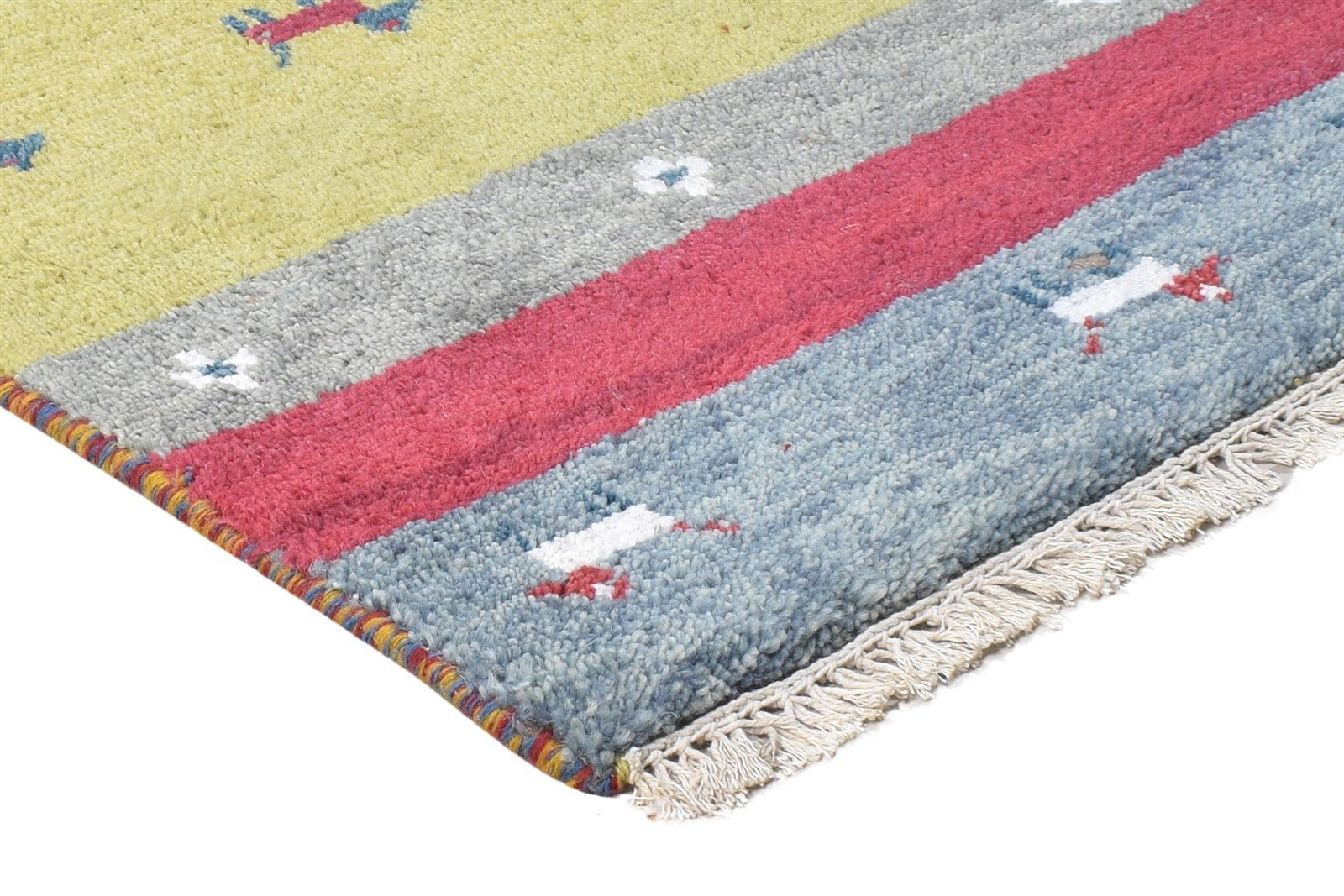 Hand Knotted Green Wool Rug 2' X 3' Tribal Gabbeh Southwestern Small Carpet 7864510447765
