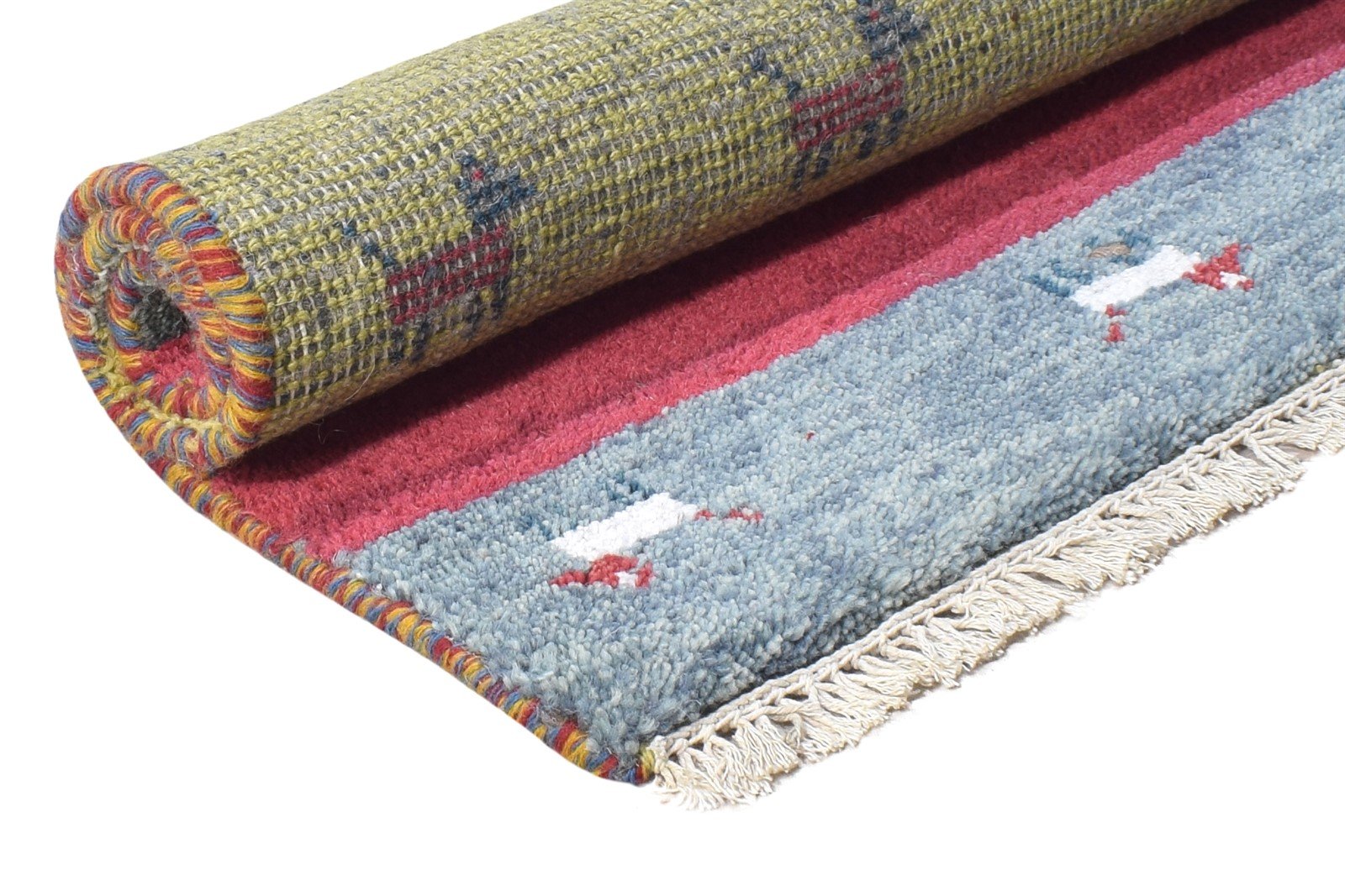 Hand Knotted Green Wool Rug 2' X 3' Tribal Gabbeh Southwestern Small Carpet 7864510447765