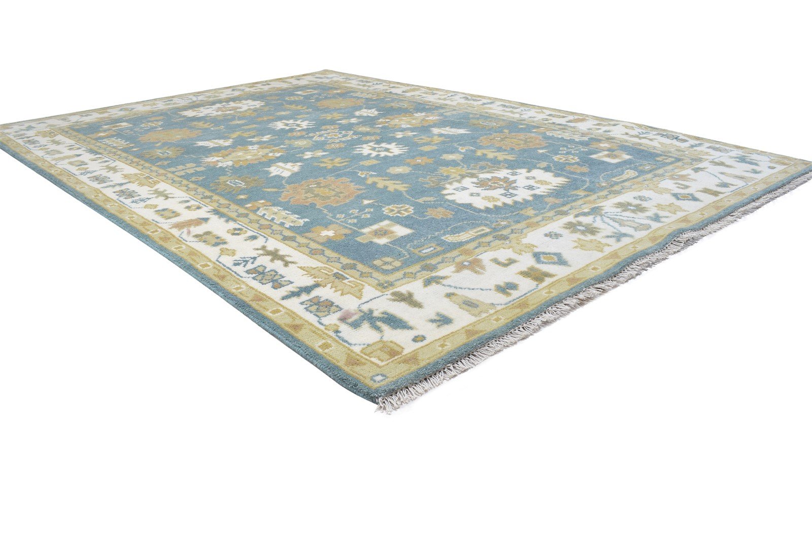 Hand Knotted Green Wool Rug 6' X 9' Persien Oushak Oriental Large Carpet 7864322719893