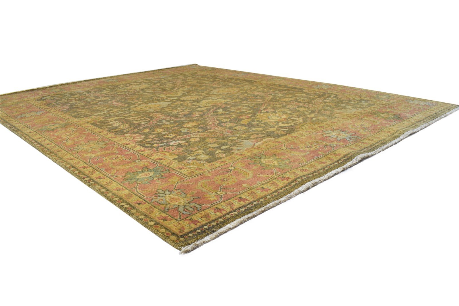 Hand Knotted Green Wool Rug 8' X 10' Persian Mughal Oriental Large Carpet 7864219271317