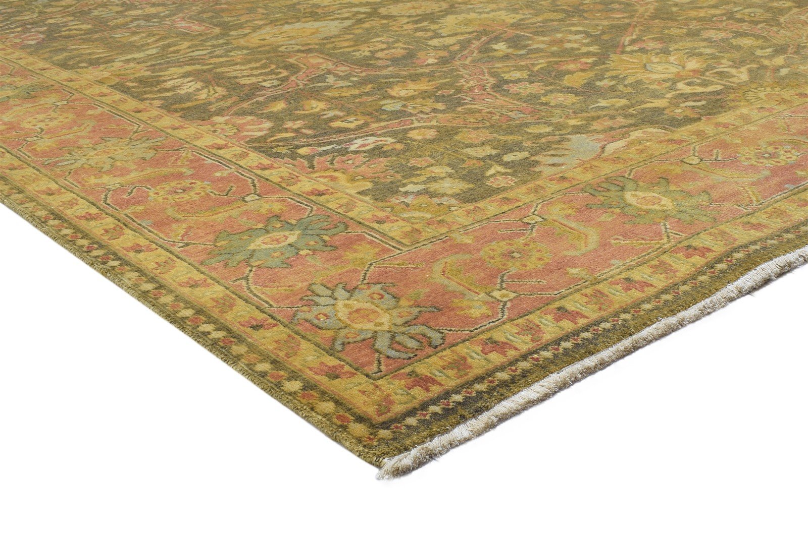 Hand Knotted Green Wool Rug 8' X 10' Persian Mughal Oriental Large Carpet 7864219271317
