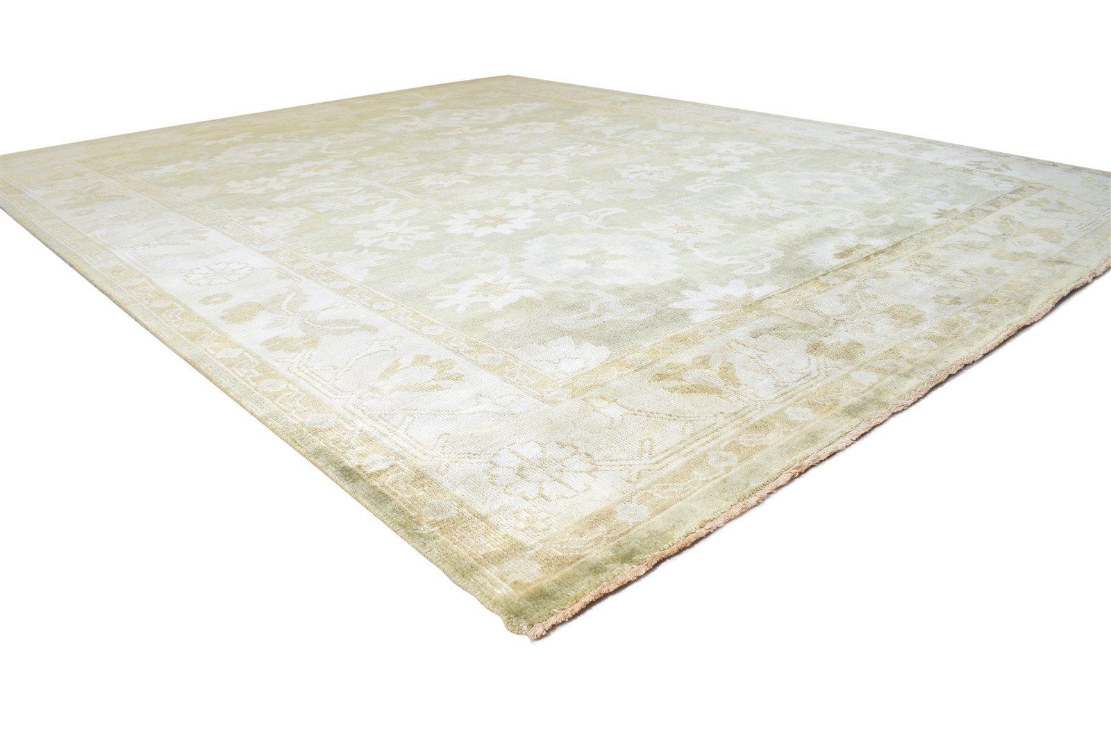 Hand Knotted Green Wool Rug 8' X 10' Persian Oushak Oriental Large Carpet 7865009635477
