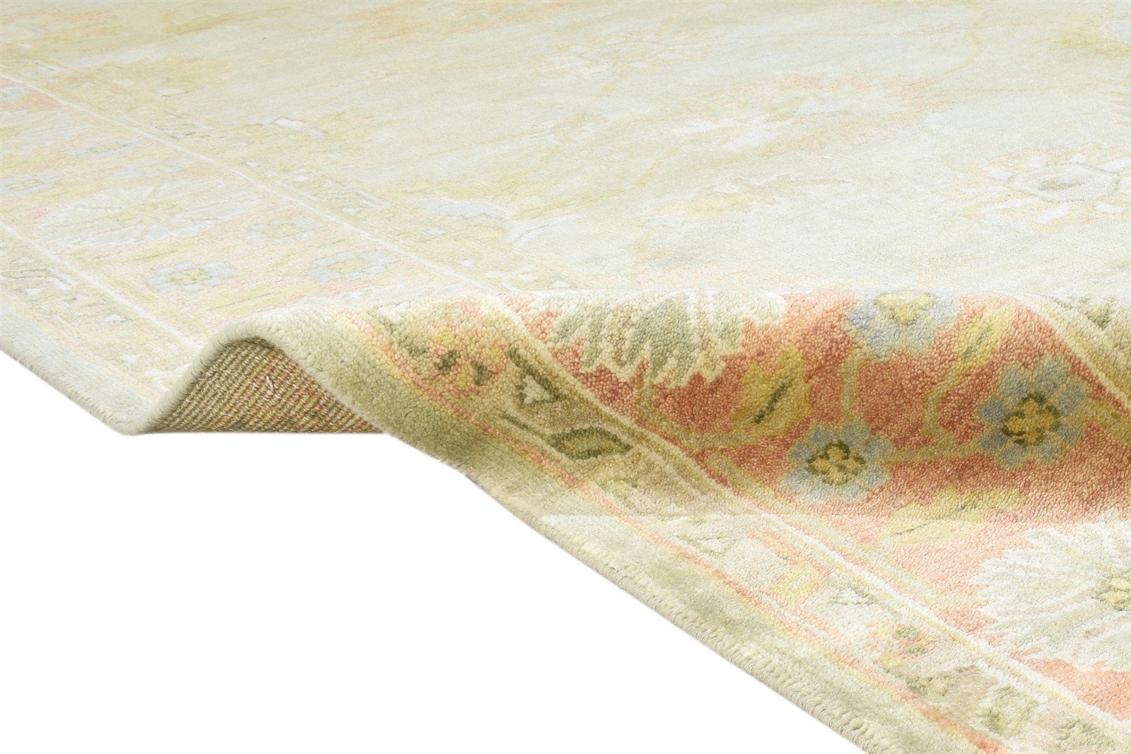 Hand Knotted Green Wool Rug 8' X 10' Persian Oushak Oriental Large Carpet 7865010716821