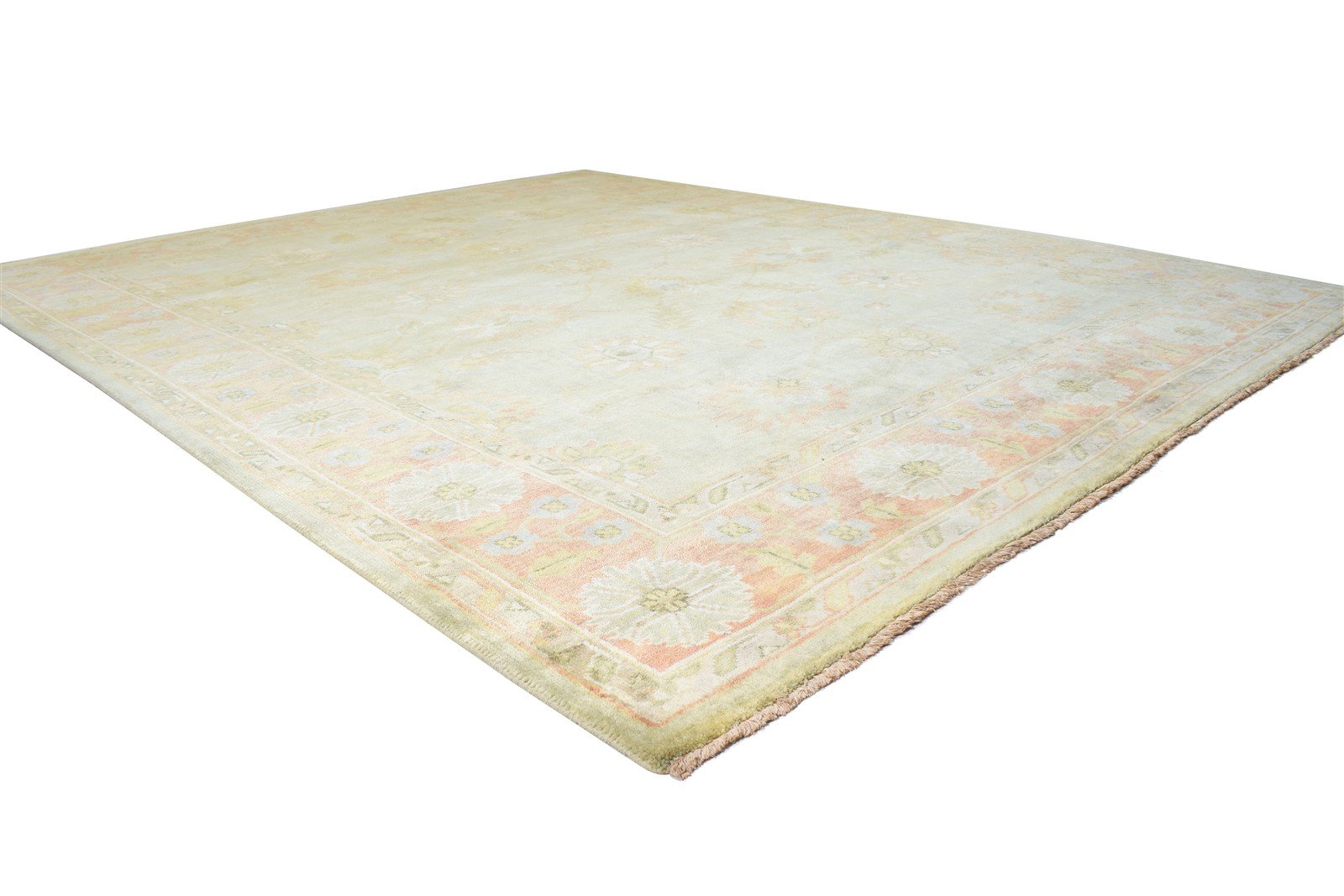 Hand Knotted Green Wool Rug 8' X 10' Persian Oushak Oriental Large Carpet 7865010716821