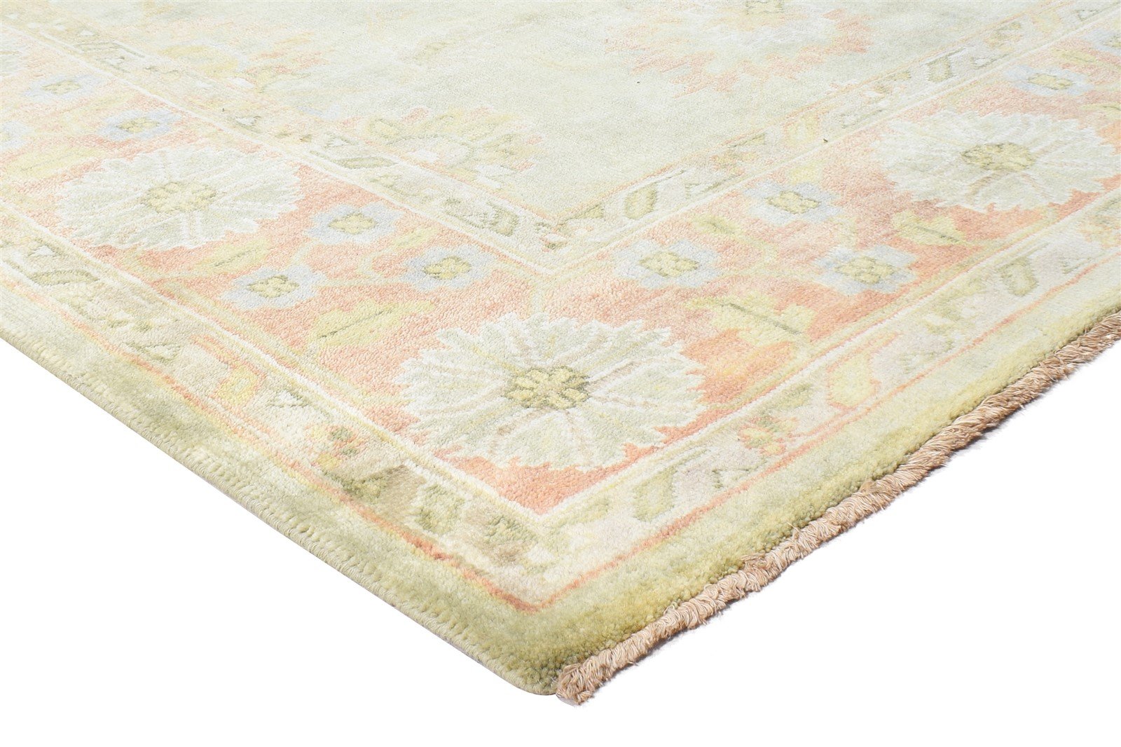 Hand Knotted Green Wool Rug 8' X 10' Persian Oushak Oriental Large Carpet 7865010716821