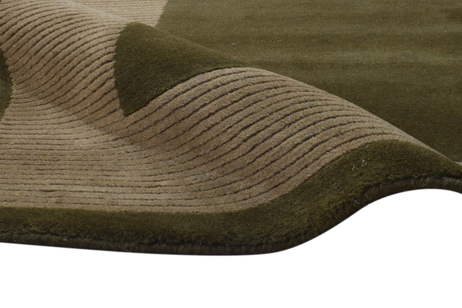 Hand Knotted Green Wool / Silk Rug 4X6 Modern Scandinavian Bordered Room Size 7865108168853