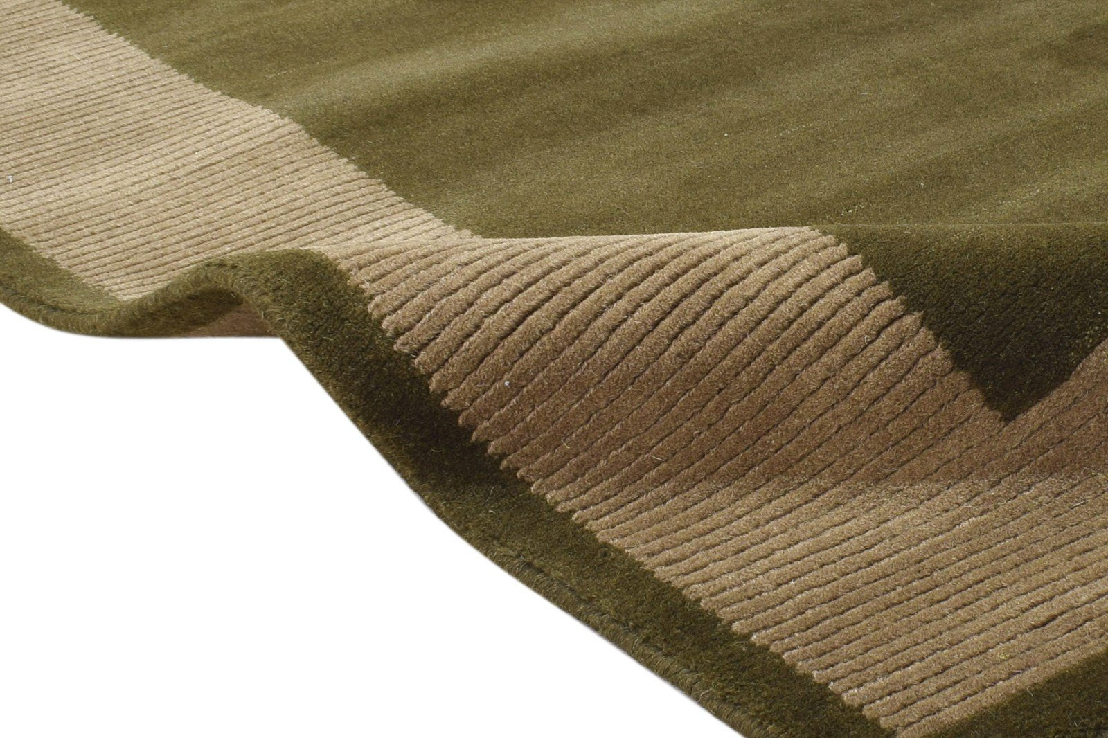 Hand Knotted Green Wool / Silk Rug 4X6 Modern Scandinavian Bordered Room Size 7865108168853