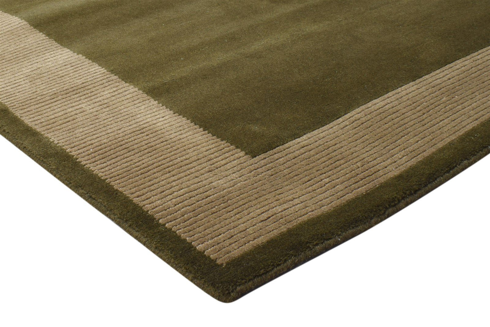 Hand Knotted Green Wool / Silk Rug 4X6 Modern Scandinavian Bordered Room Size 7865108168853