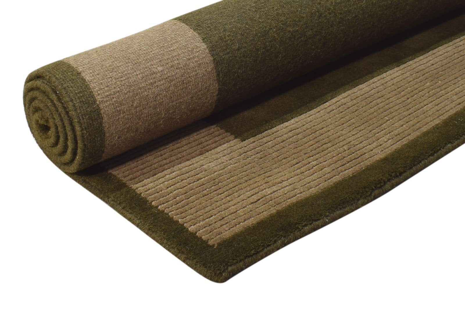 Hand Knotted Green Wool / Silk Rug 4X6 Modern Scandinavian Bordered Room Size 7865108168853