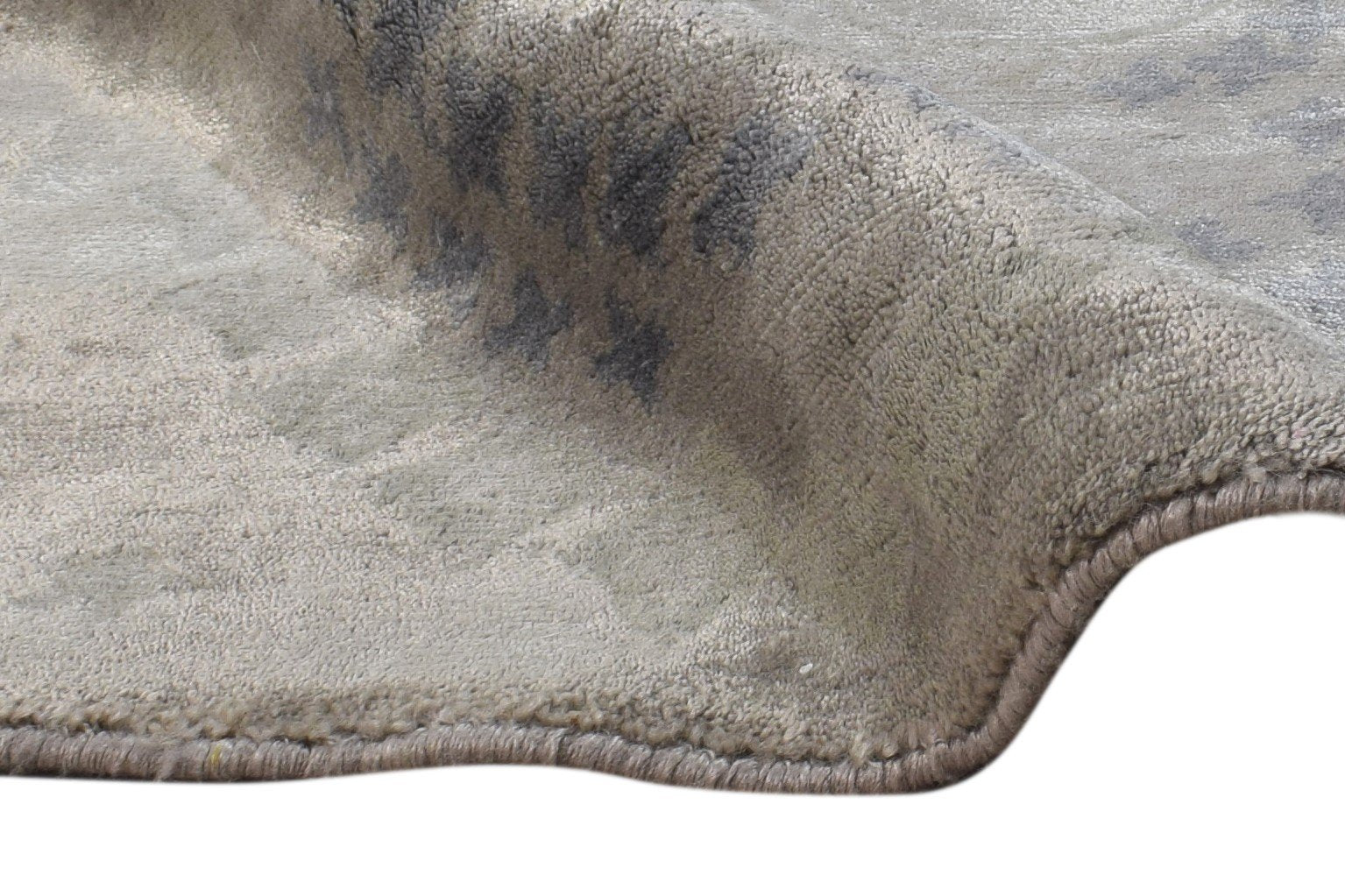 Hand Knotted Grey Silk Rug 2' X 4' Modern American Abstract Small Carpet 7865107841173