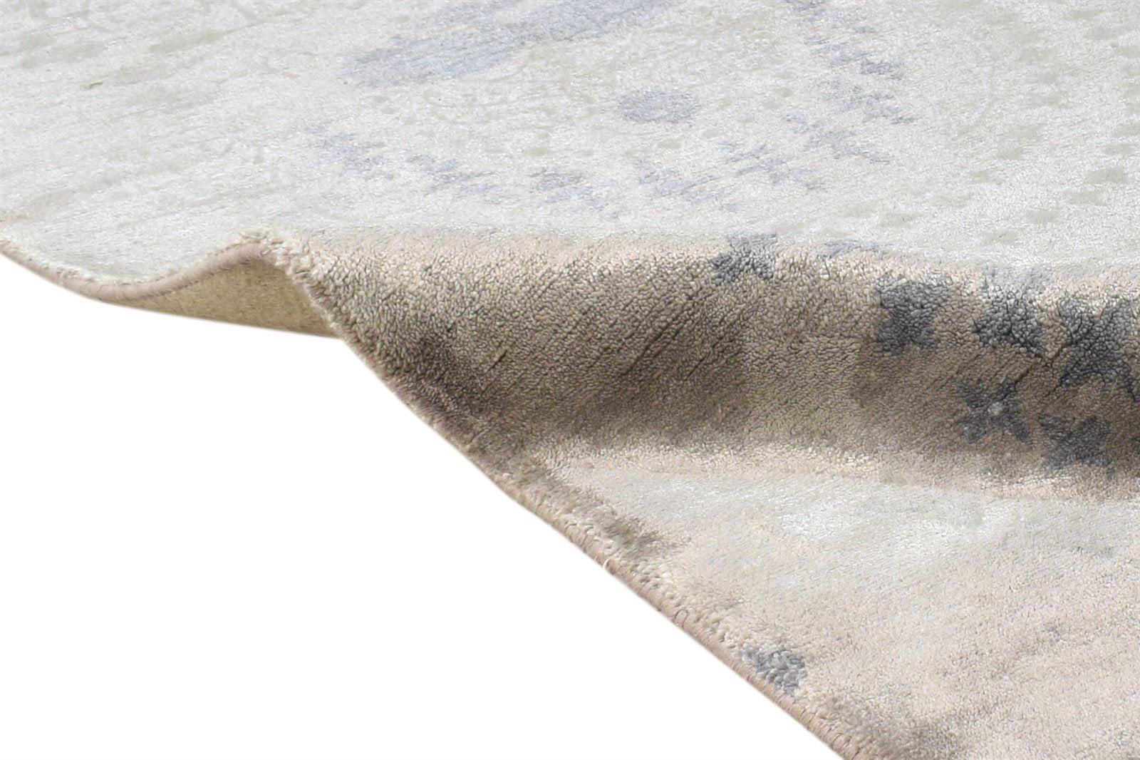 Hand Knotted Grey Silk Rug 2' X 4' Modern American Abstract Small Carpet 7865107841173