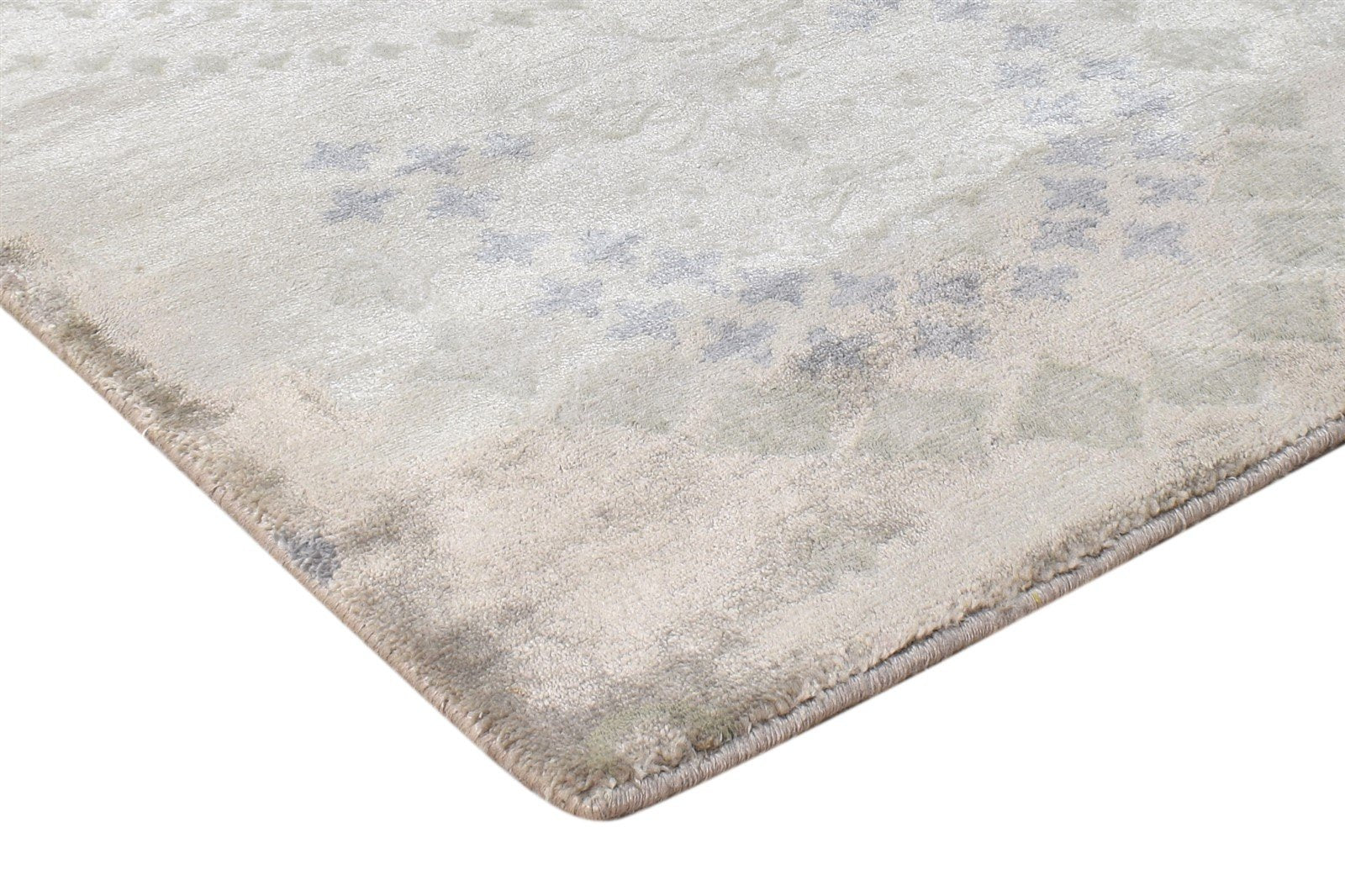 Hand Knotted Grey Silk Rug 2' X 4' Modern American Abstract Small Carpet 7865107841173