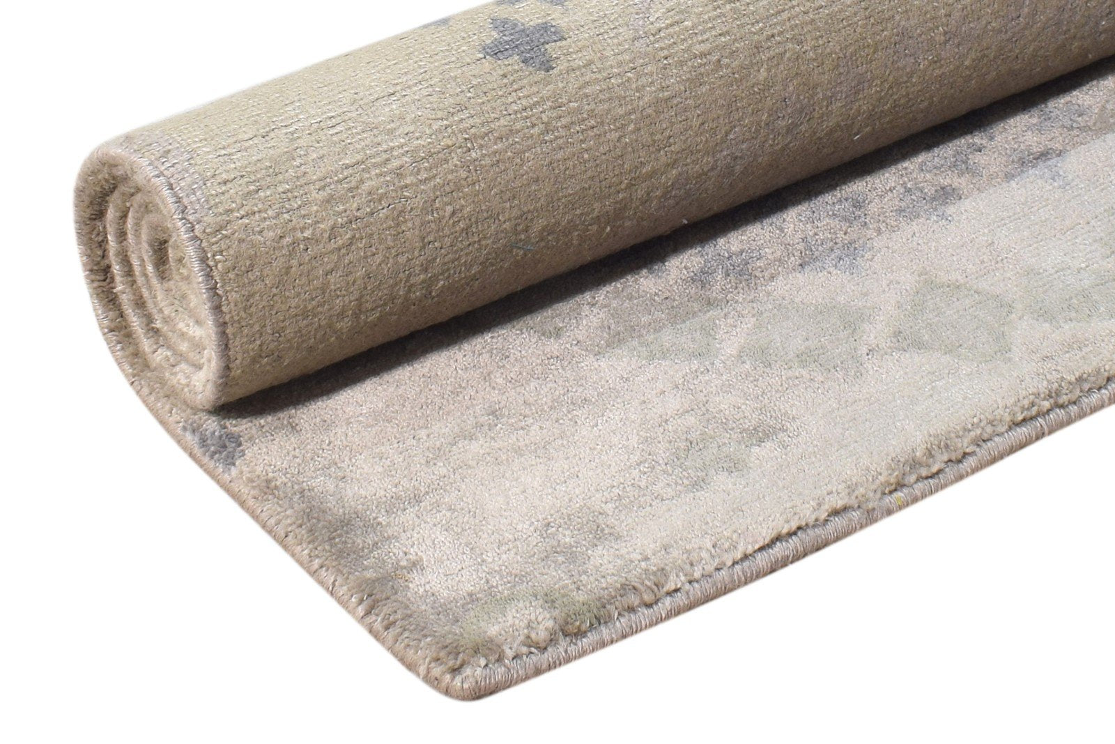 Hand Knotted Grey Silk Rug 2' X 4' Modern American Abstract Small Carpet 7865107841173