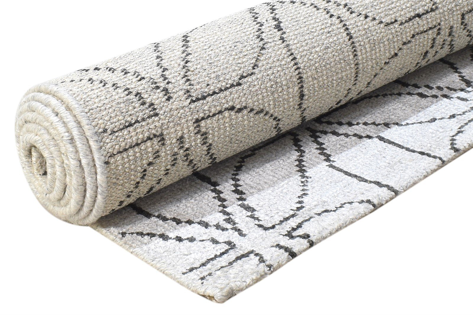 Lanny Hand Knotted Grey Silk Rug 5' X 7' Modern Scandinavian Trellis 7864414011541