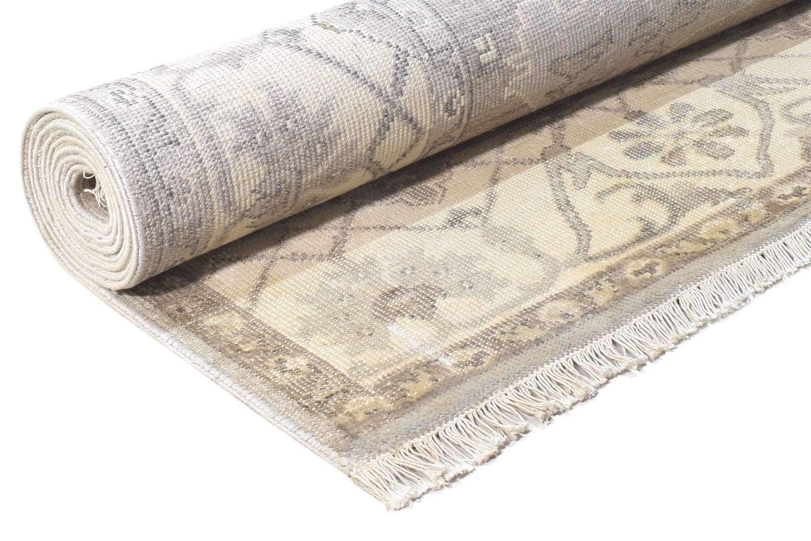 Hand Knotted Grey Silk Rug 6' X 8' Persian Oushak Oriental Room Size Carpet 7864800739477