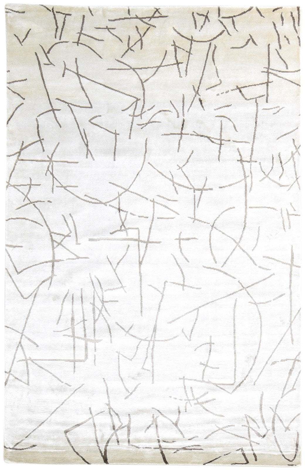 Hand Knotted Grey Silk Rug 6X8 Modern Scandinavian Abstract Room Size Carpet 7865066389653