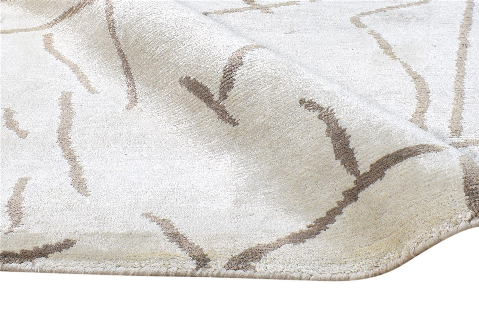 Hand Knotted Grey Silk Rug 6X8 Modern Scandinavian Abstract Room Size Carpet 7865066389653