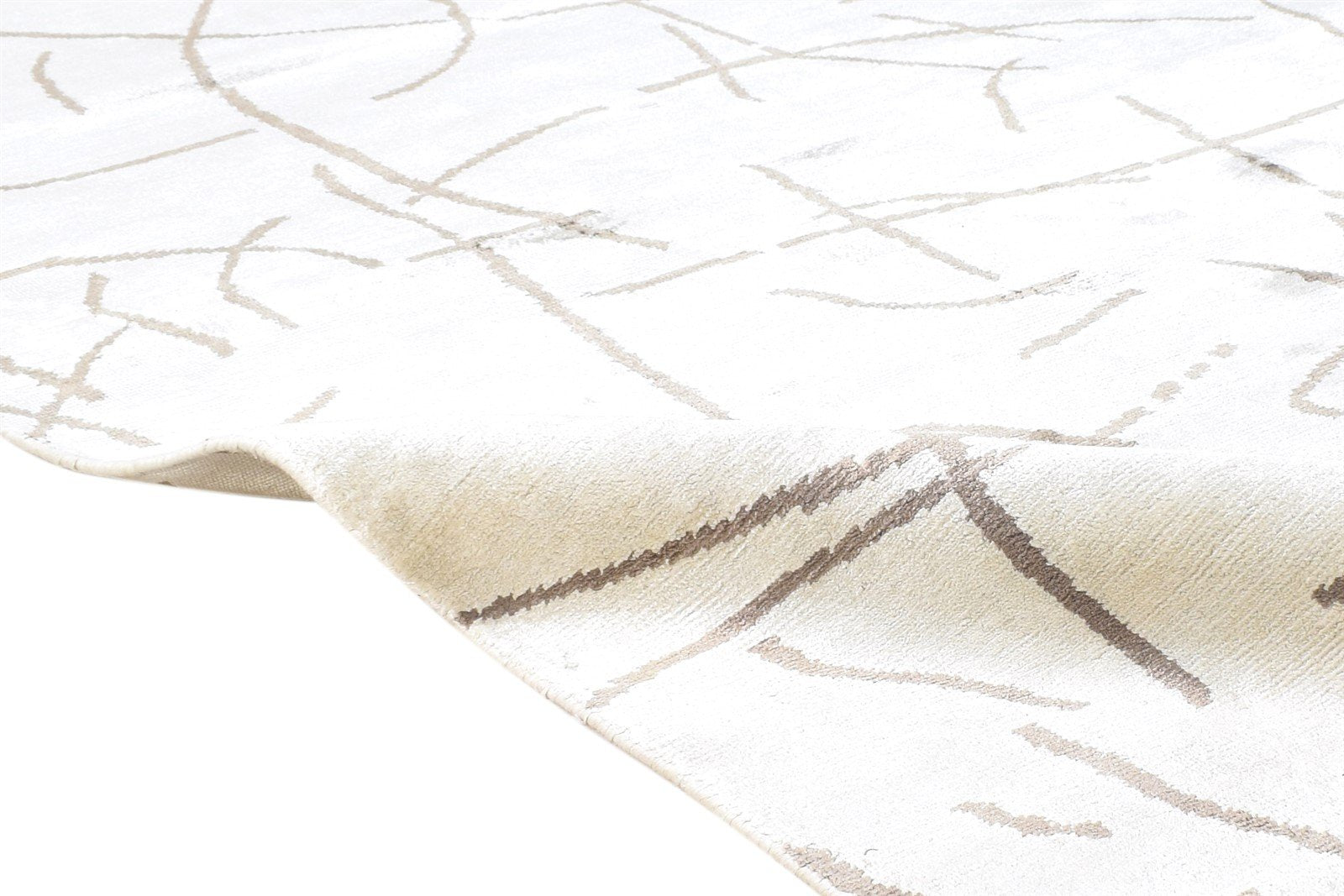 Hand Knotted Grey Silk Rug 6X8 Modern Scandinavian Abstract Room Size Carpet 7865066389653