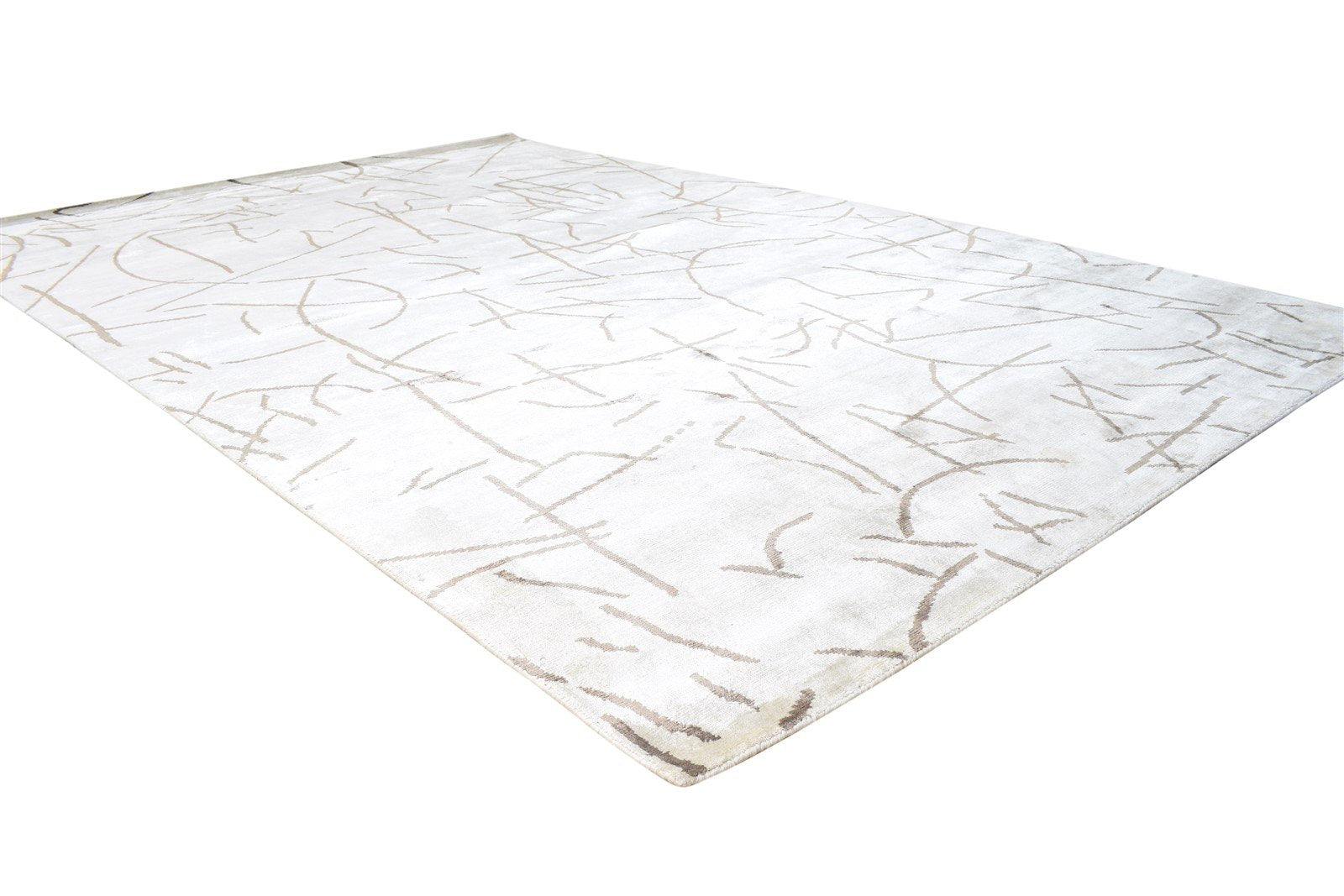Hand Knotted Grey Silk Rug 6X8 Modern Scandinavian Abstract Room Size Carpet 7865066389653