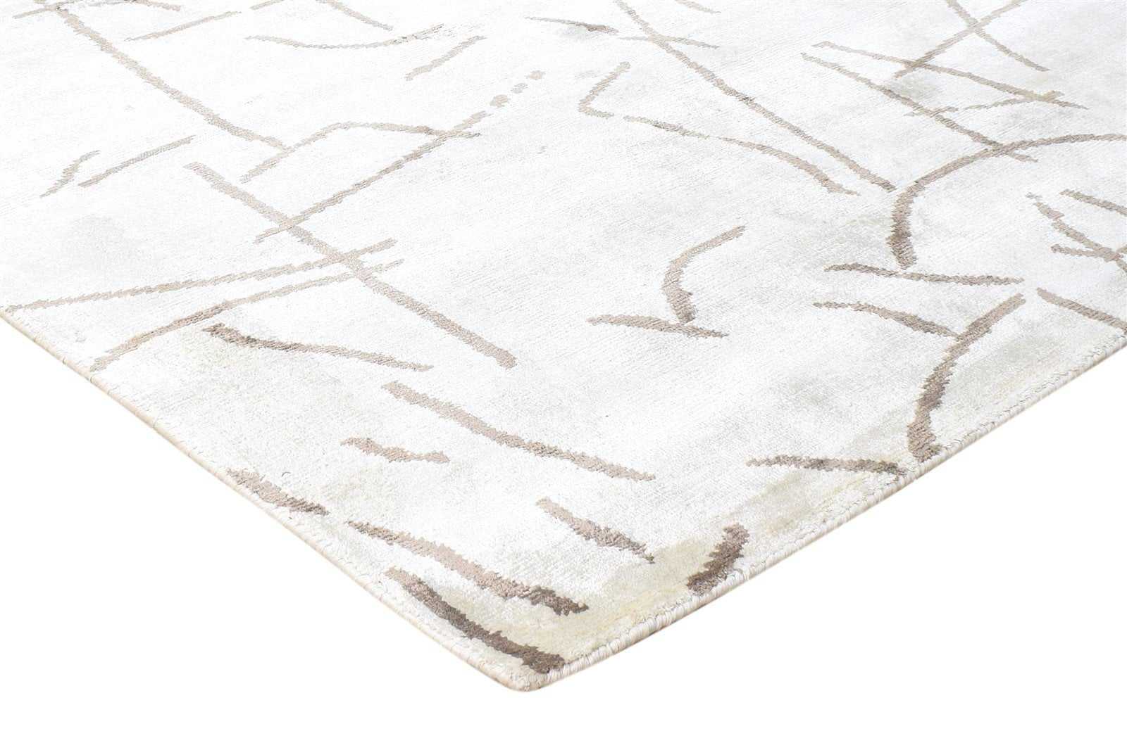 Hand Knotted Grey Silk Rug 6X8 Modern Scandinavian Abstract Room Size Carpet 7865066389653