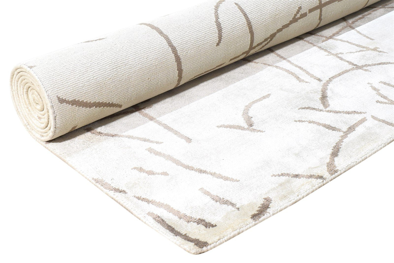 Hand Knotted Grey Silk Rug 6X8 Modern Scandinavian Abstract Room Size Carpet 7865066389653