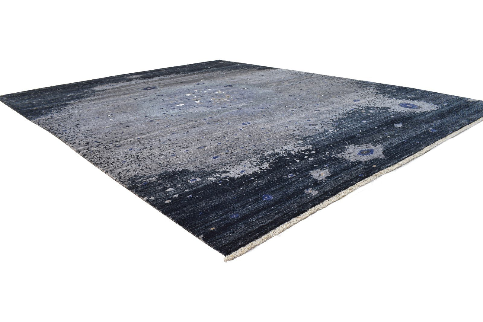 Hand Knotted Grey Silk Rug 8' X 10' Modern Indian Abstract Large Carpet 7864325111957