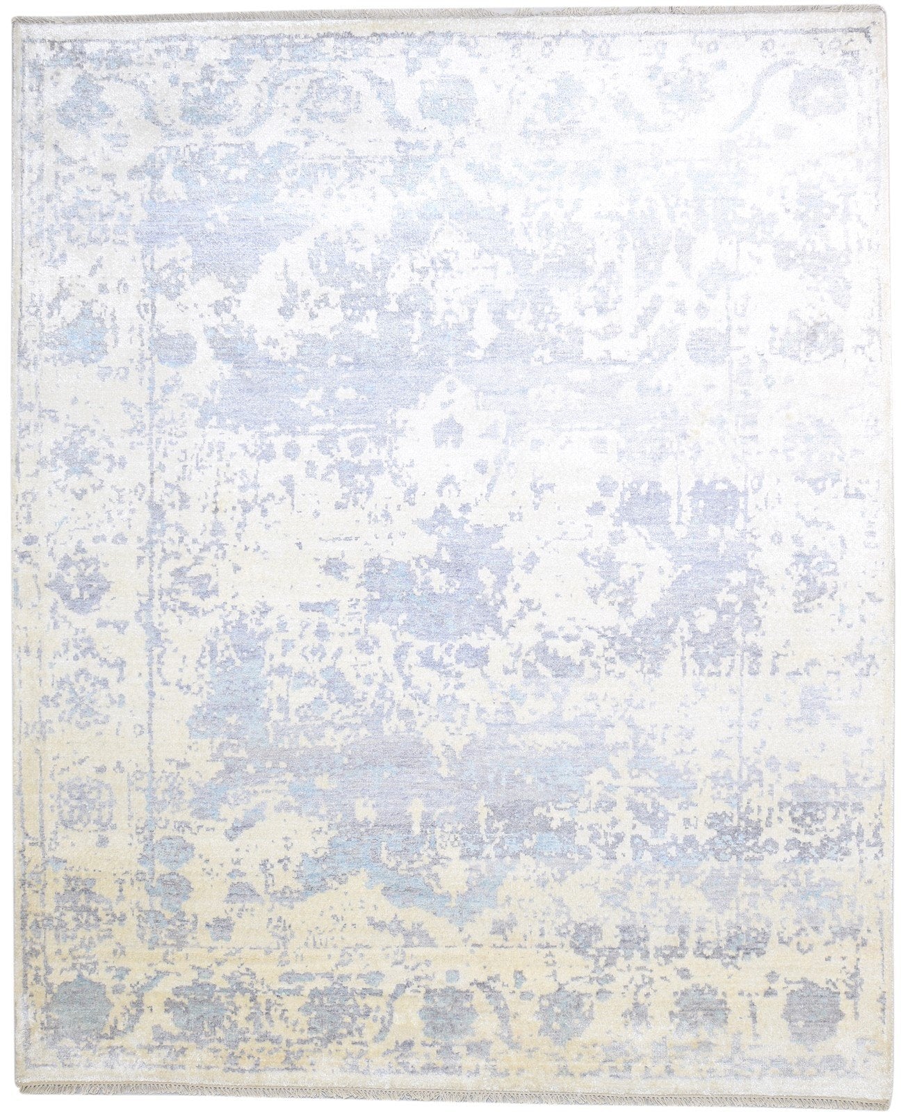 Hand Knotted Grey Silk Rug 8' X 10' Persian Oushak Abstract Large Carpet 7864191418517