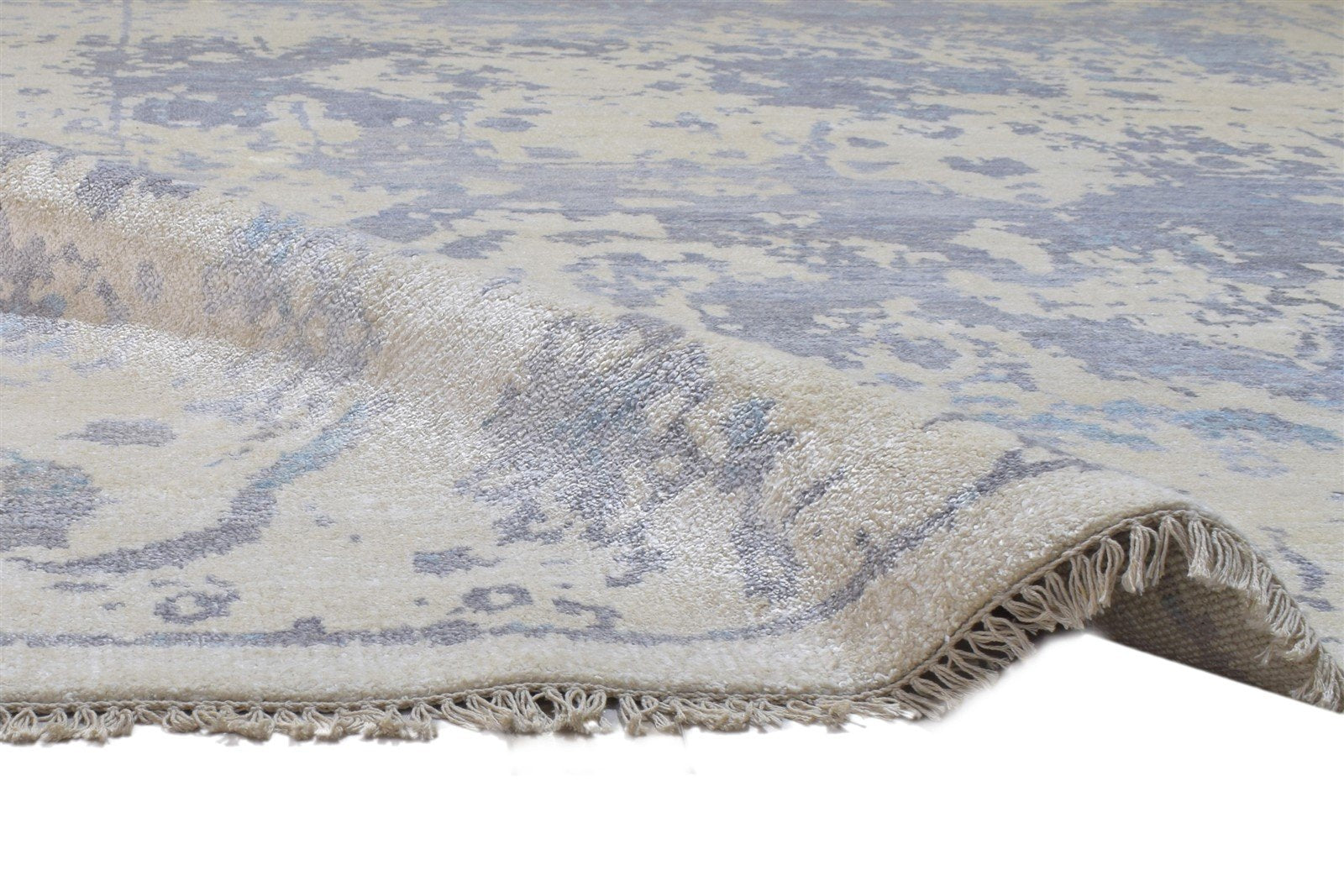 Hand Knotted Grey Silk Rug 8' X 10' Persian Oushak Abstract Large Carpet 7864191418517