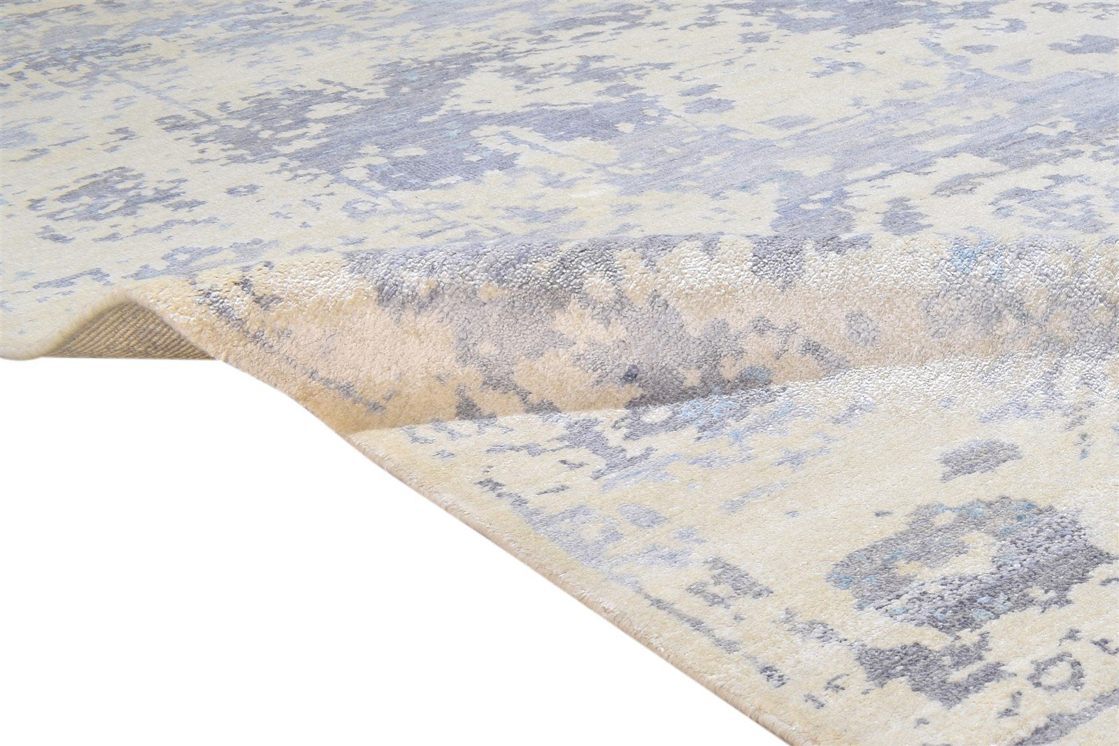 Hand Knotted Grey Silk Rug 8' X 10' Persian Oushak Abstract Large Carpet 7864191418517