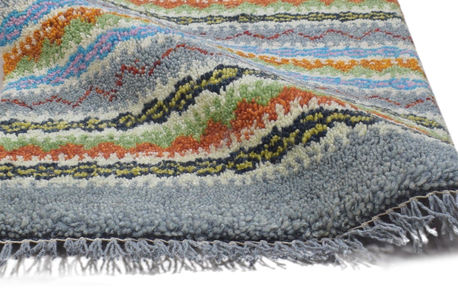 Hand Knotted Grey Wool Rug 1' X 2' Persian Gabbeh Southwestern Small Carpet 7864215339157