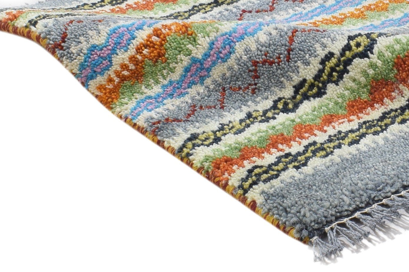 Hand Knotted Grey Wool Rug 1' X 2' Persian Gabbeh Southwestern Small Carpet 7864215339157