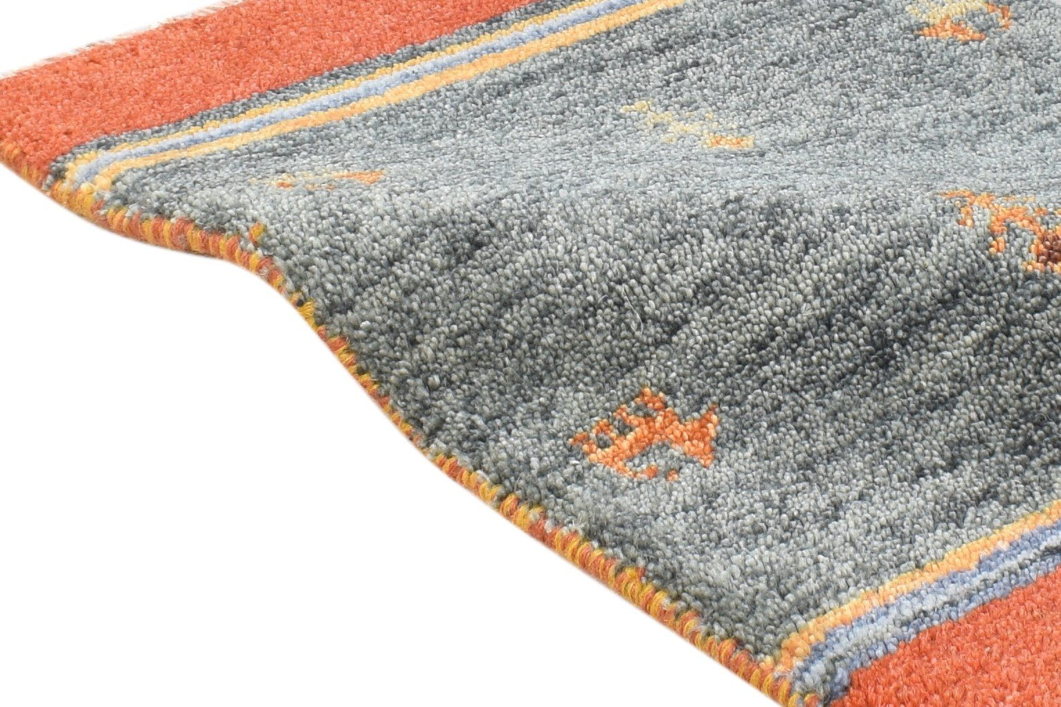 Hand Knotted Grey Wool Rug 1' X 2' Persian Southwestern Tribal Small Carpet 7865180749973