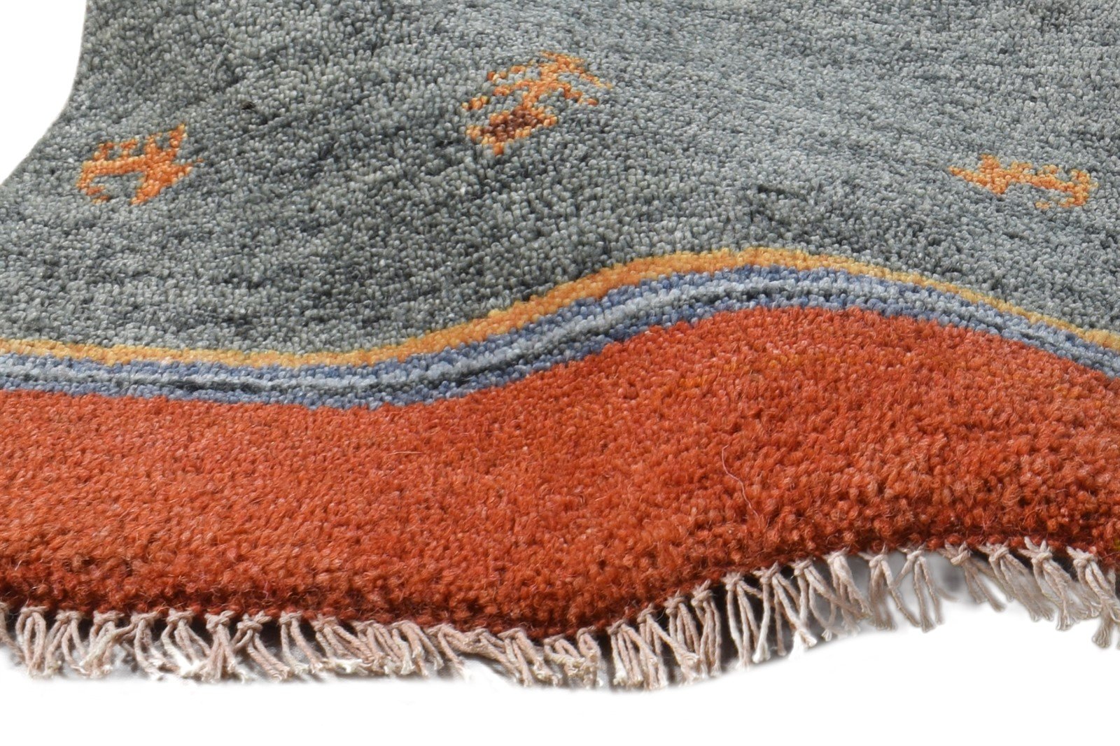 Hand Knotted Grey Wool Rug 1' X 2' Persian Southwestern Tribal Small Carpet 7865180749973