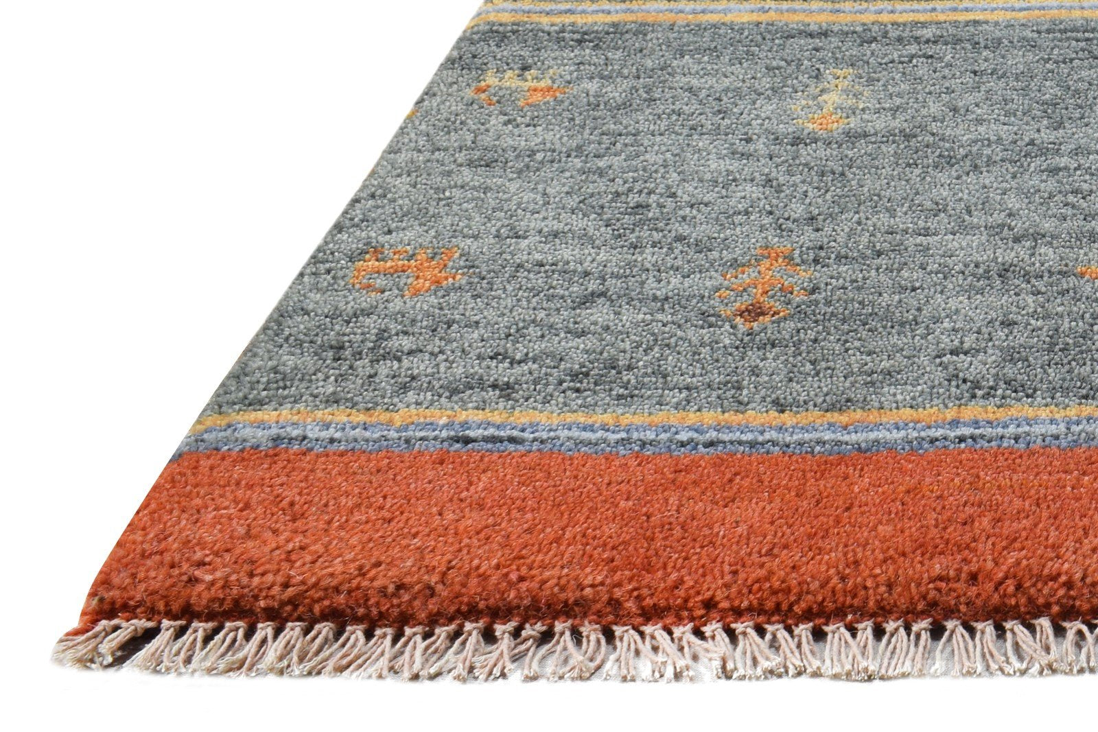 Hand Knotted Grey Wool Rug 1' X 2' Persian Southwestern Tribal Small Carpet 7865180749973