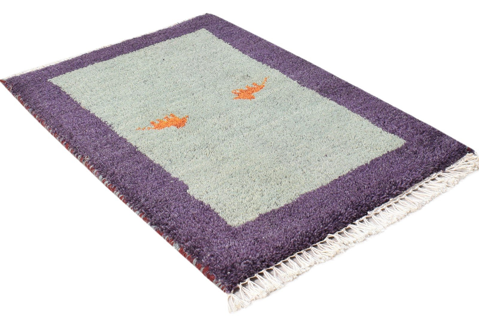 Hand Knotted Grey Wool Rug 1' X 2' Southwestern American Tribal Small Carpet 7865058984085