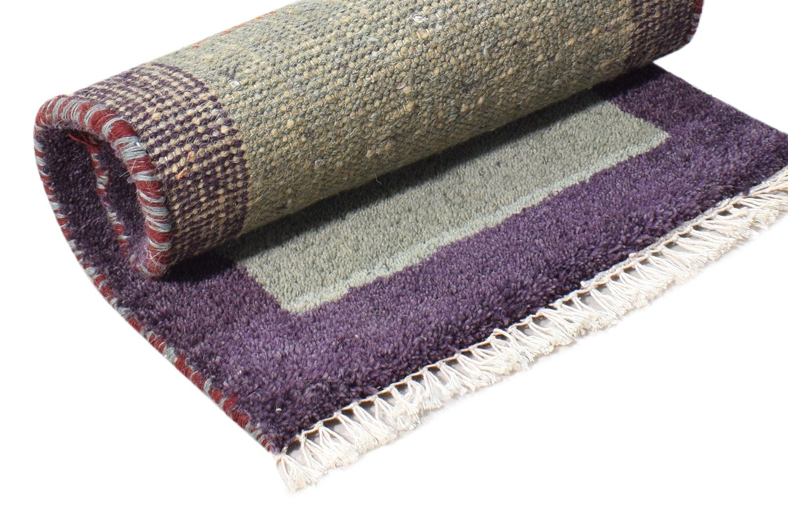 Hand Knotted Grey Wool Rug 1' X 2' Southwestern American Tribal Small Carpet 7865058984085