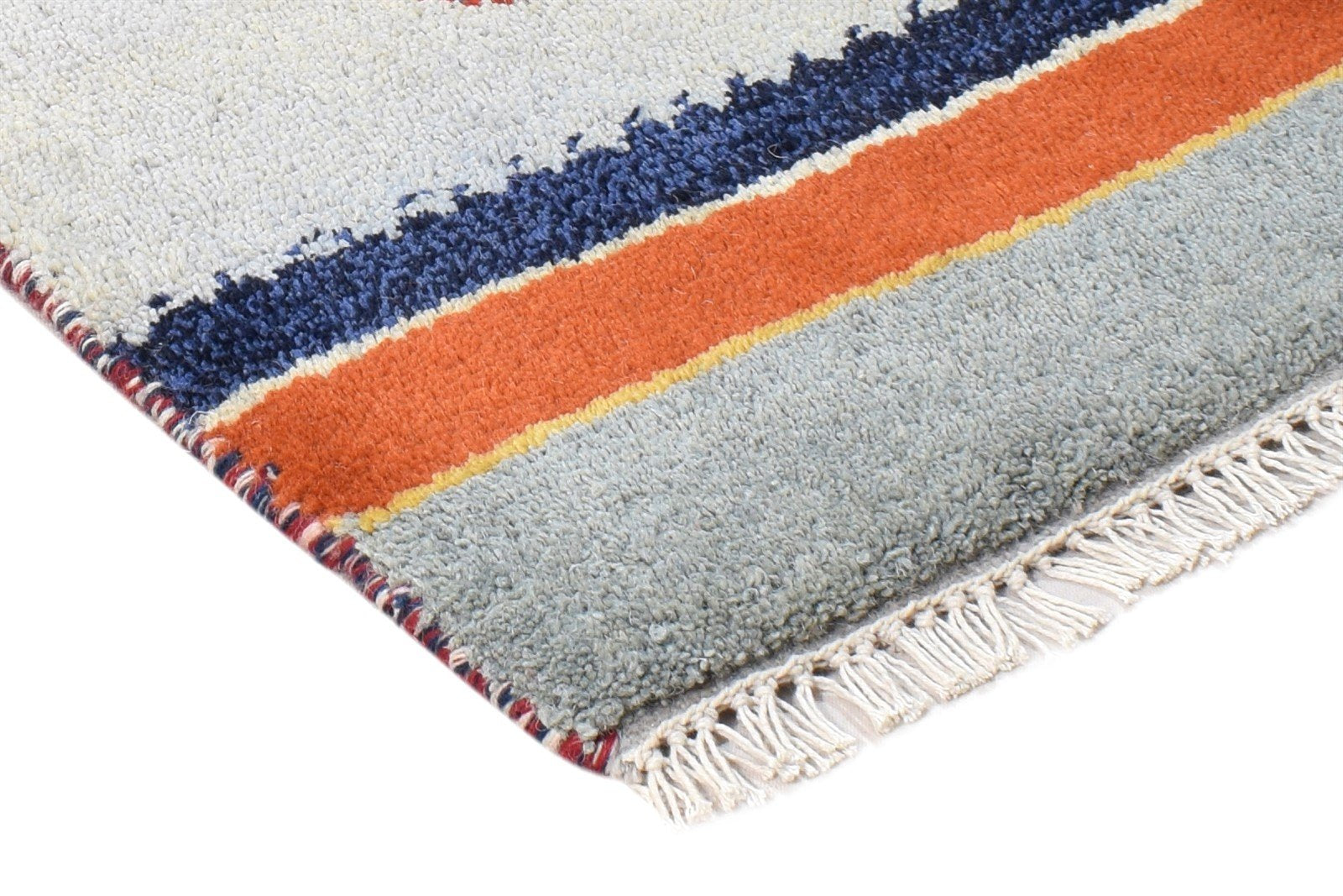 Hand Knotted Grey Wool Rug 1' X 2' Southwestern American Tribal Small Carpet 7865091162261