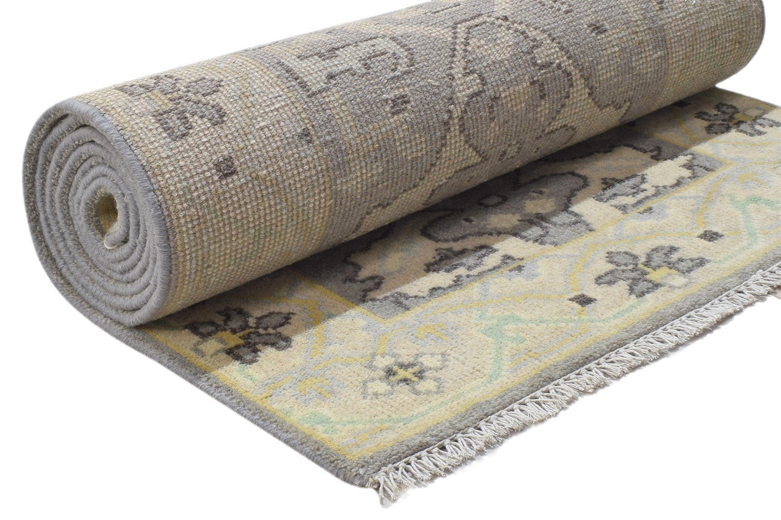 Hand Knotted Grey Wool Rug 2'6 X 10' Persian Oushak Oriental Small Runner 7864835211413