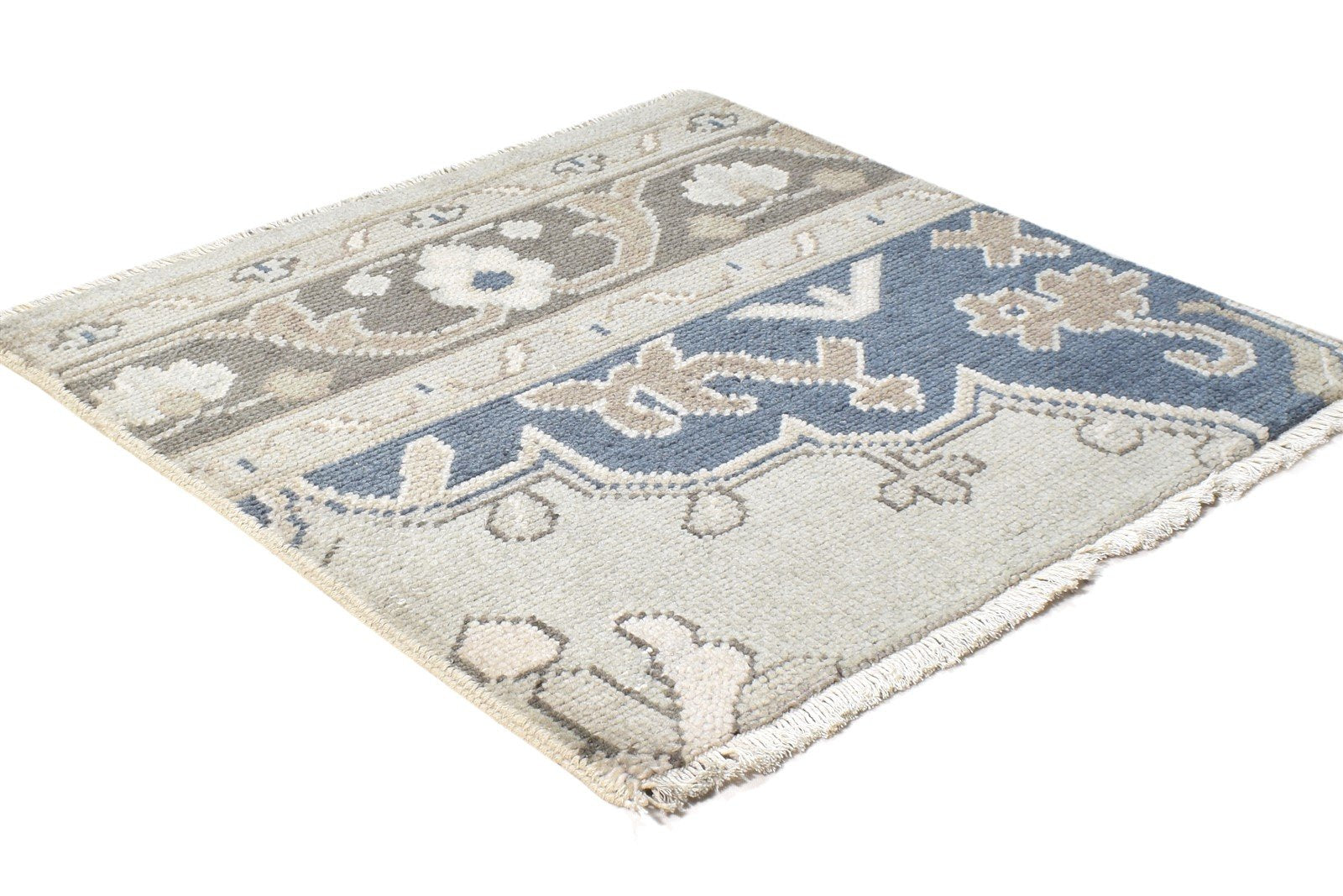 Hand Knotted Grey Wool Rug 2' X 2' Persian Mughal Oriental Small Carpet 7864925520021