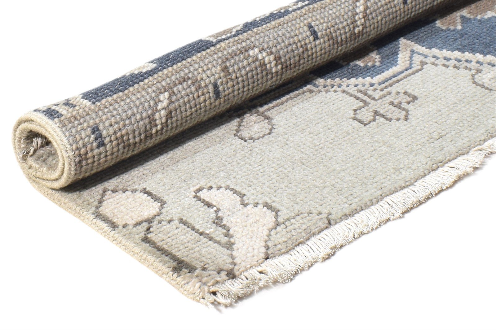 Hand Knotted Grey Wool Rug 2' X 2' Persian Mughal Oriental Small Carpet 7864925520021