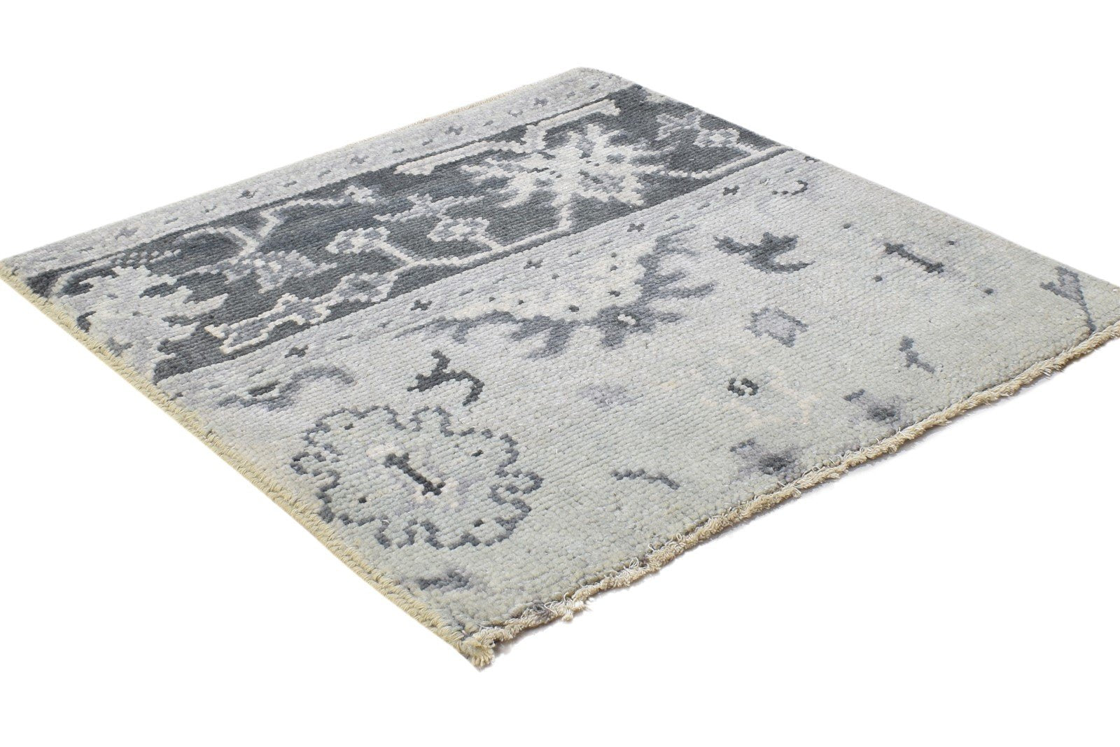 Hand Knotted Grey Wool Rug 2' X 2' Persian Oushak Oriental Small Carpet 7864848875669