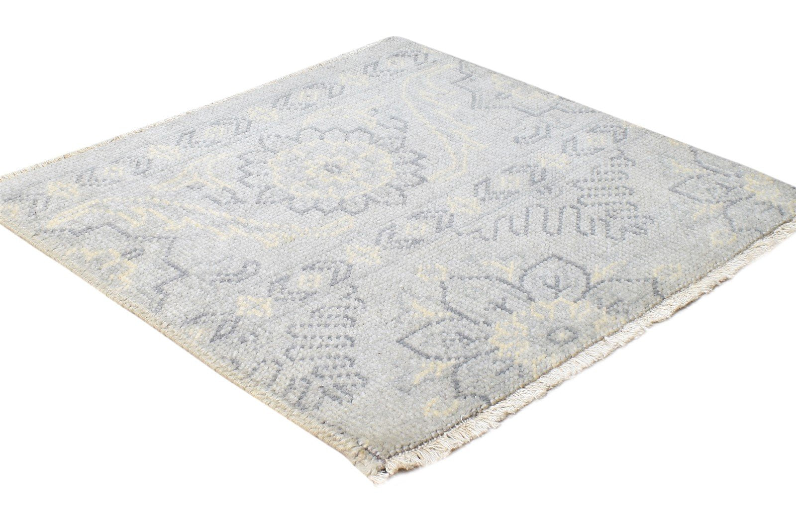 Hand Knotted Grey Wool Rug 2' X 2' Persian Oushak Oriental Small Carpet 7865151258773