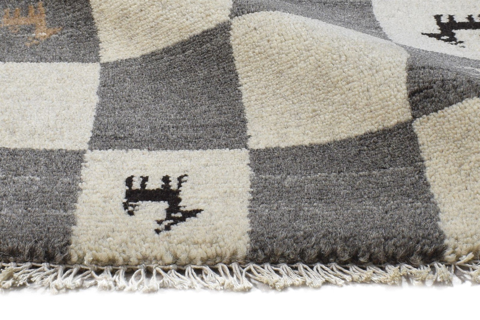 Hand Knotted Grey Wool Rug 2' X 2' Southwestern Gabbeh Tribal Small Carpet 7865101713557